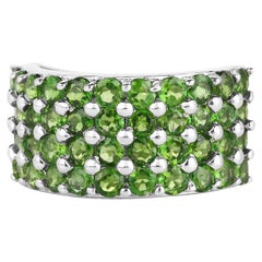 Chrome Diopside Ring 3.06 Carats Sterling Silver