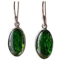 Chrome diopside silver earrings