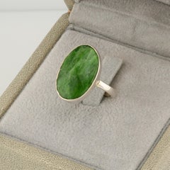 Chrome diopside silver ring