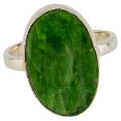 Chrome diopside silver ring