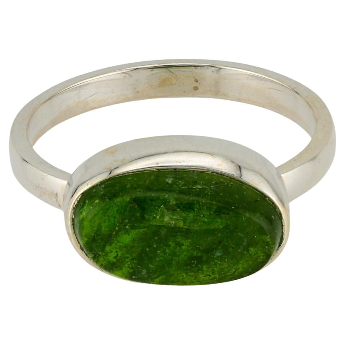 Chrome diopside silver ring