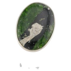 Chrome diopside silver ring