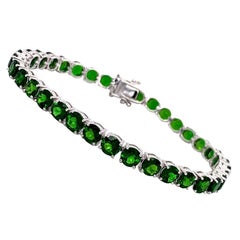Bracciale tennis con diopside di cromo in oro bianco 10 carati