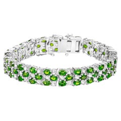 Bracciale tennis in diopside di cromo con topazi bianchi da 17 carati A. Silver