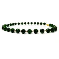Chrome Diopside, Tsavorite Garnet, and 18 Karat Beaded Gemstone Necklace