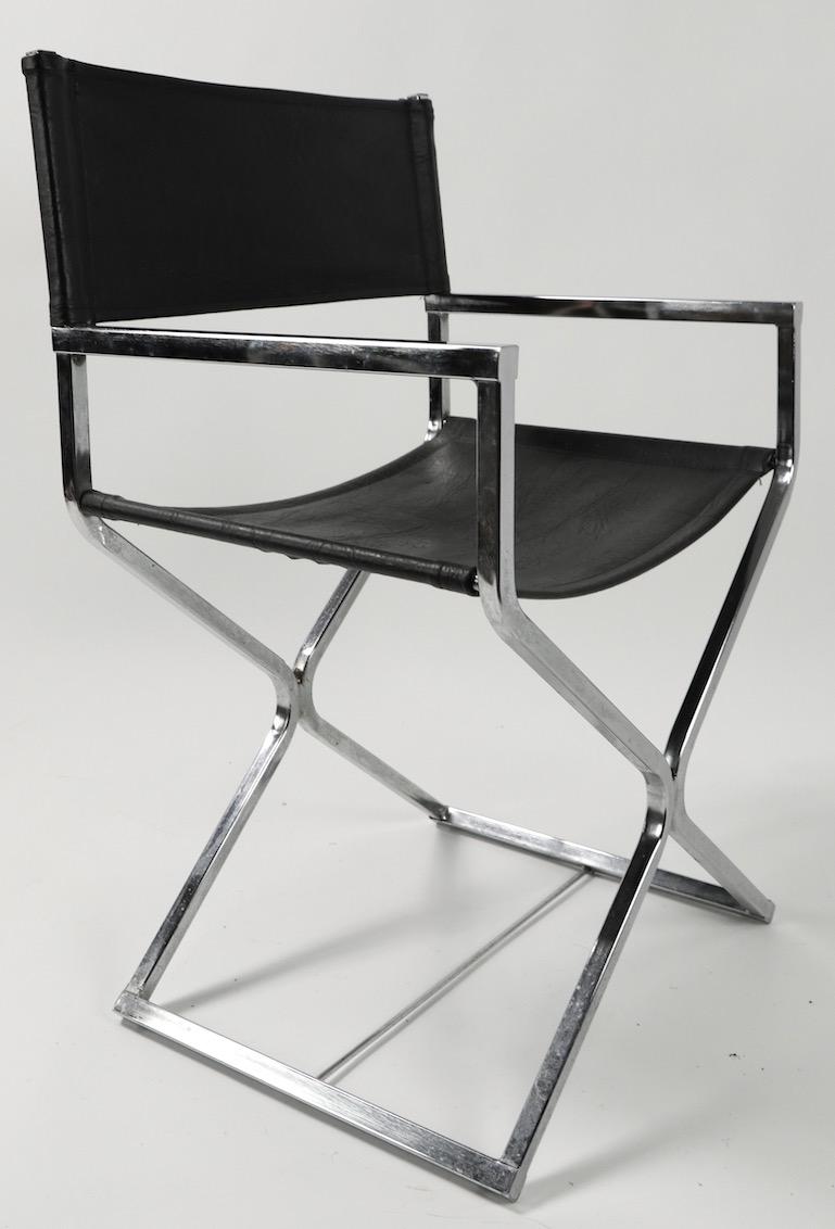 Upholstery Chrome Directors Chair by Robert Kjer for Virtue Vintage