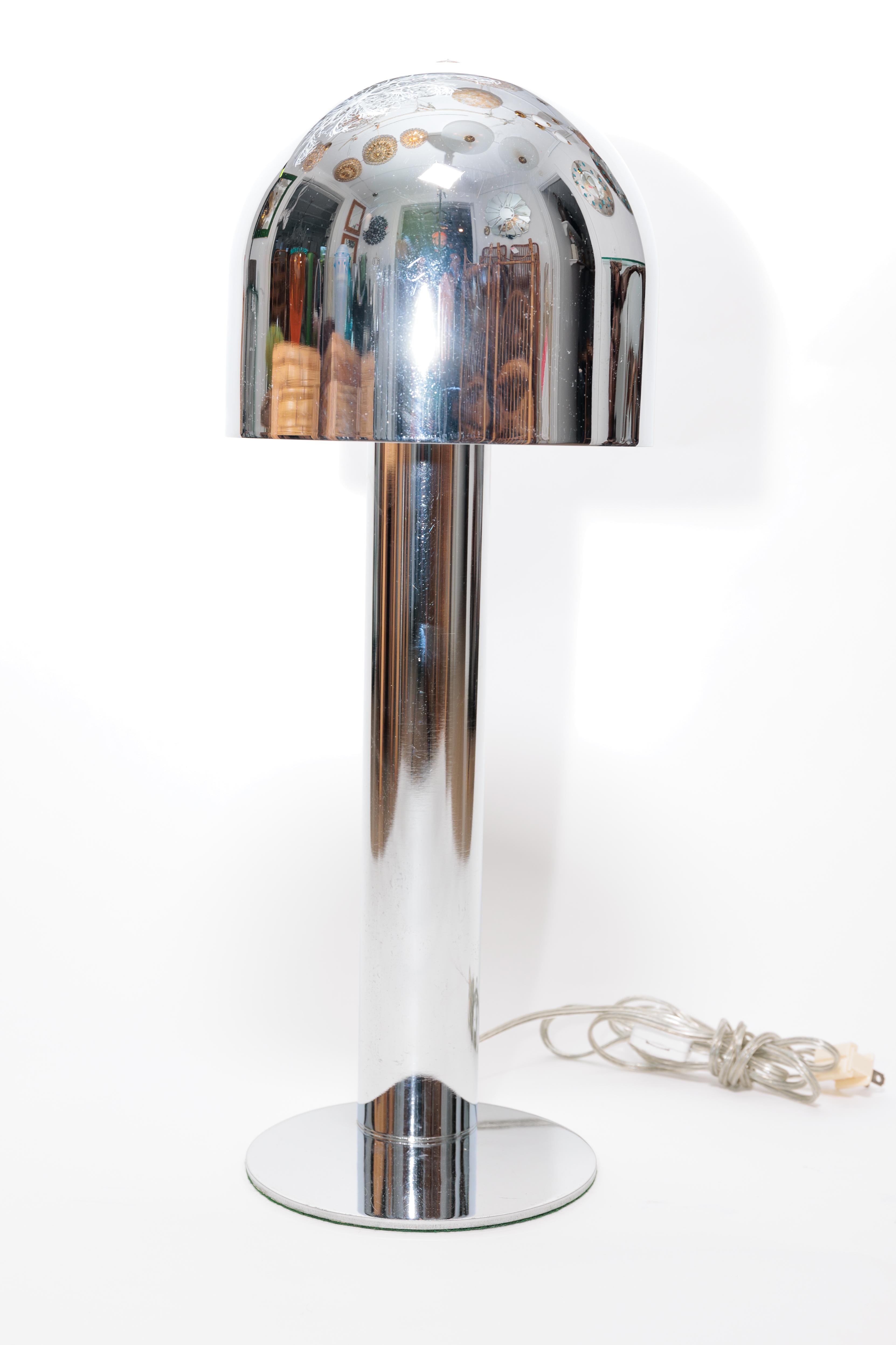 Mid-Century Modern Chrome Dome Shade Table Lamp