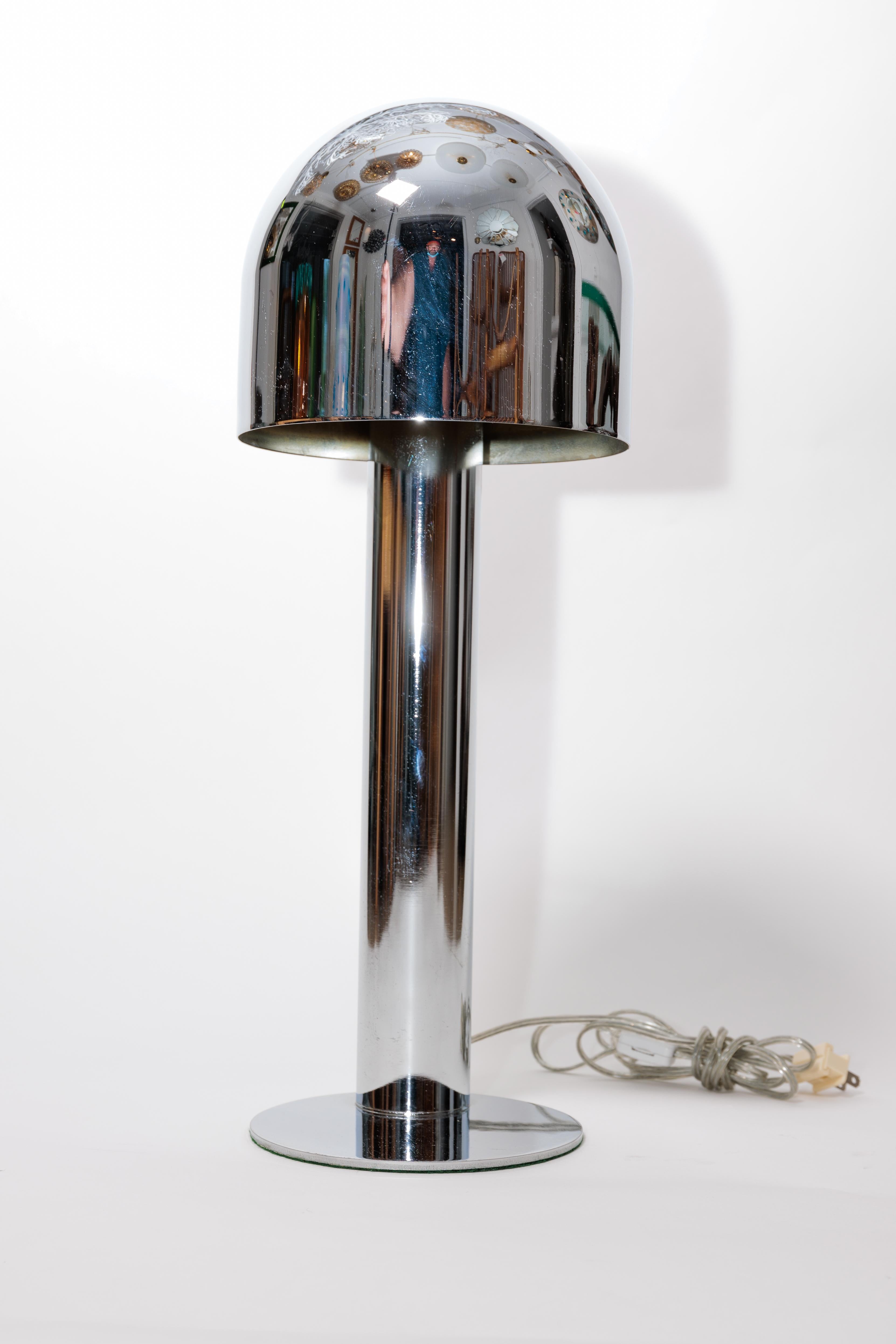 Chrome Dome Shade Table Lamp In Good Condition In Bridgehampton, NY