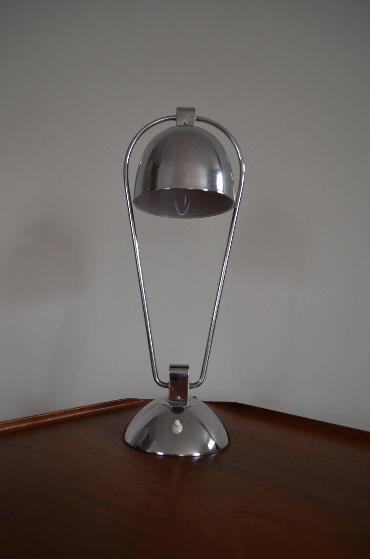 Mid-Century Modern Chrome Domed Table Lamp, 1950s For Sale