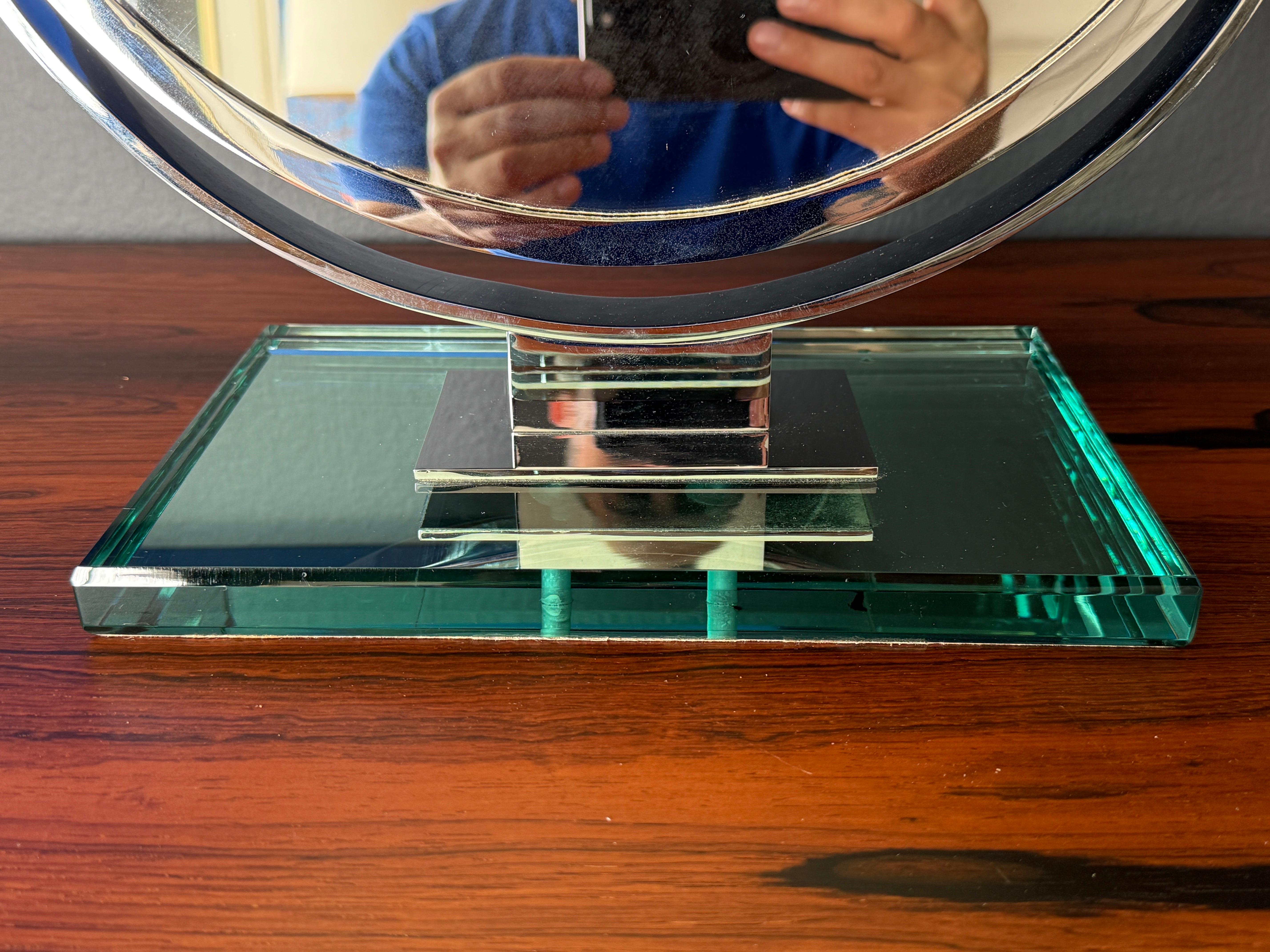 Chrome Double Sided Magnifying Vanity Mirror For Sale 4