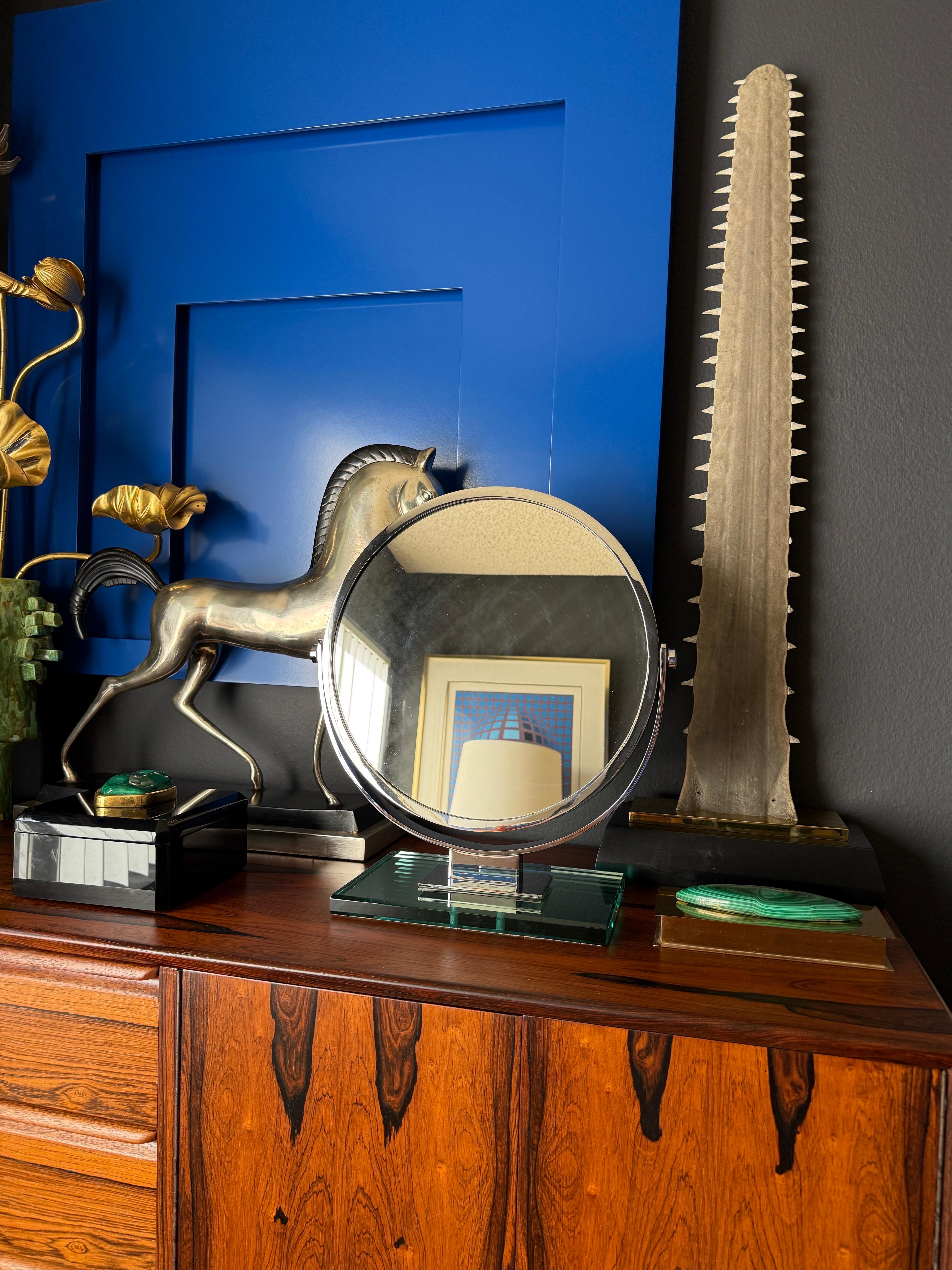 Chrome Double Sided Magnifying Vanity Mirror For Sale 8