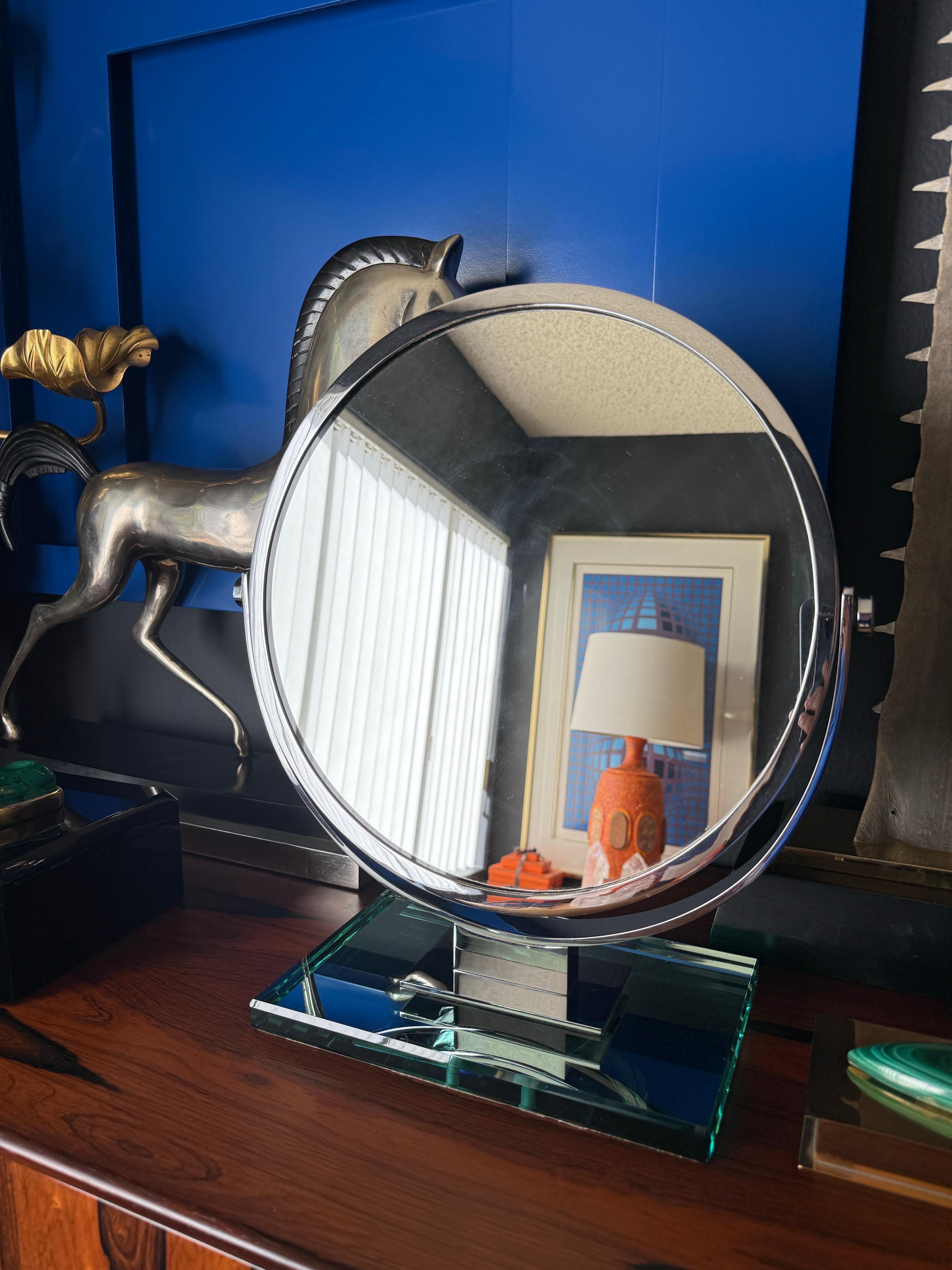 Chrome Double Sided Magnifying Vanity Mirror For Sale 9