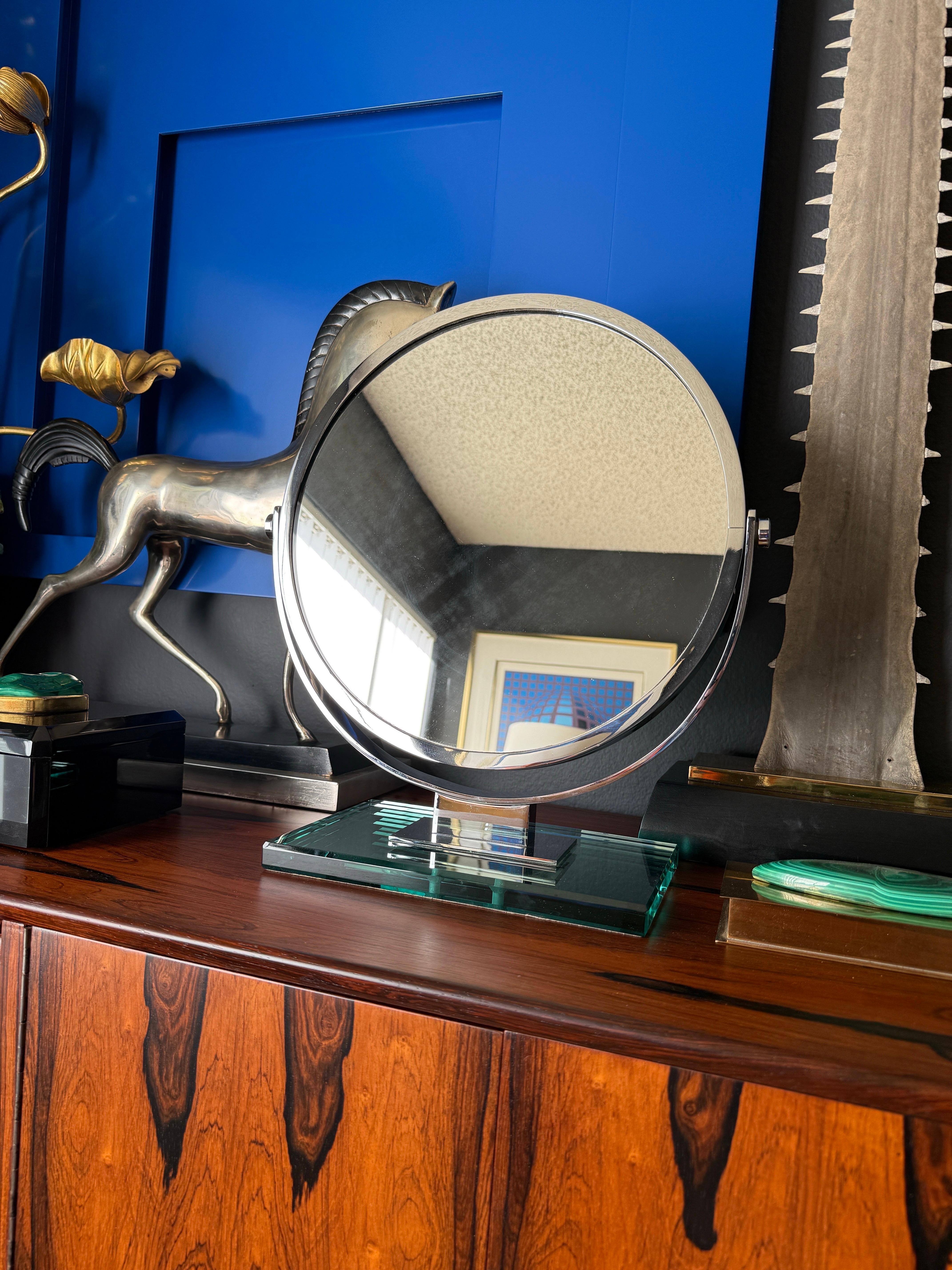 Chrome Double Sided Magnifying Vanity Mirror For Sale 10