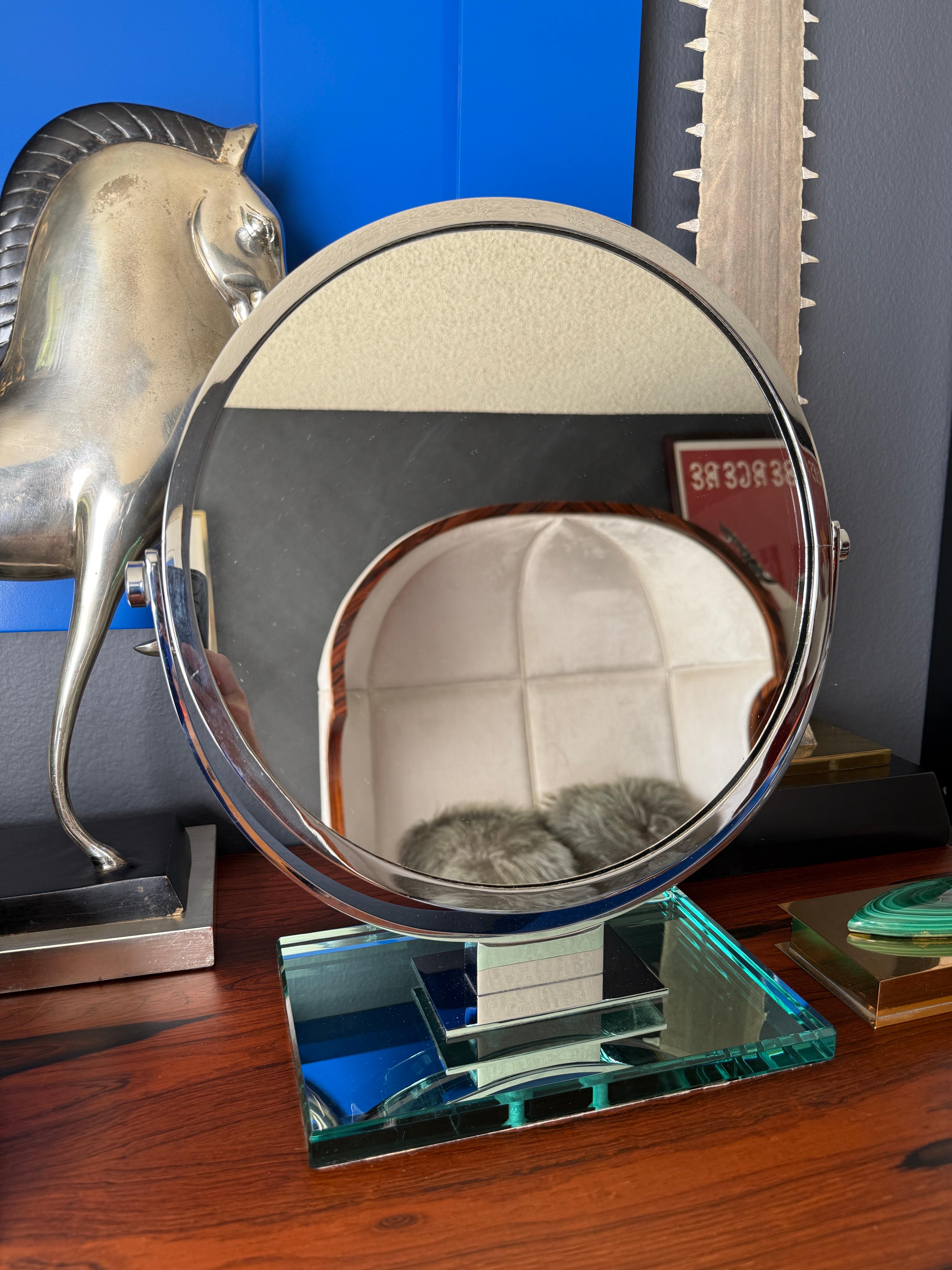 Chrome Double Sided Magnifying Vanity Mirror For Sale 11