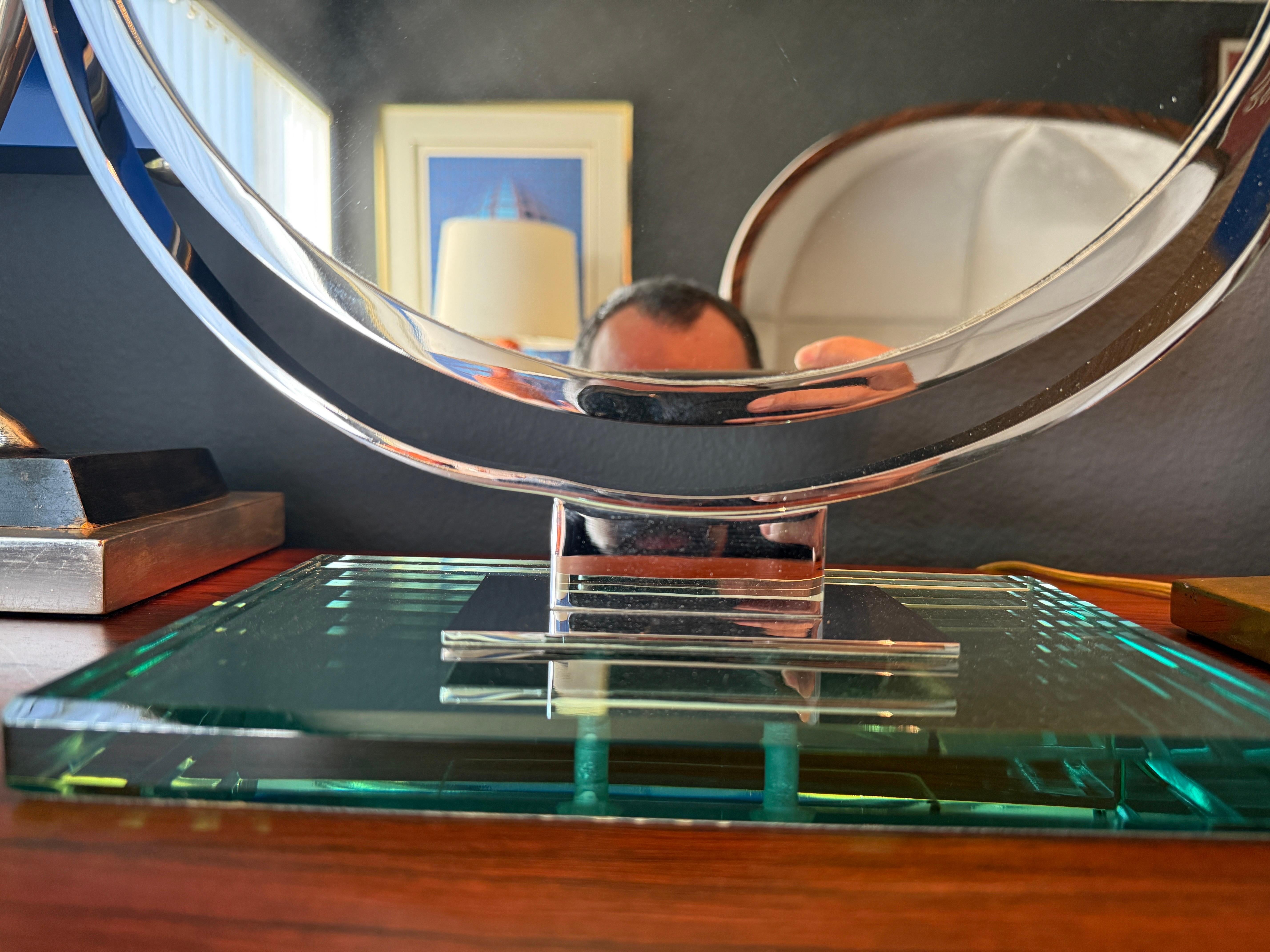 Chrome Double Sided Magnifying Vanity Mirror For Sale 14