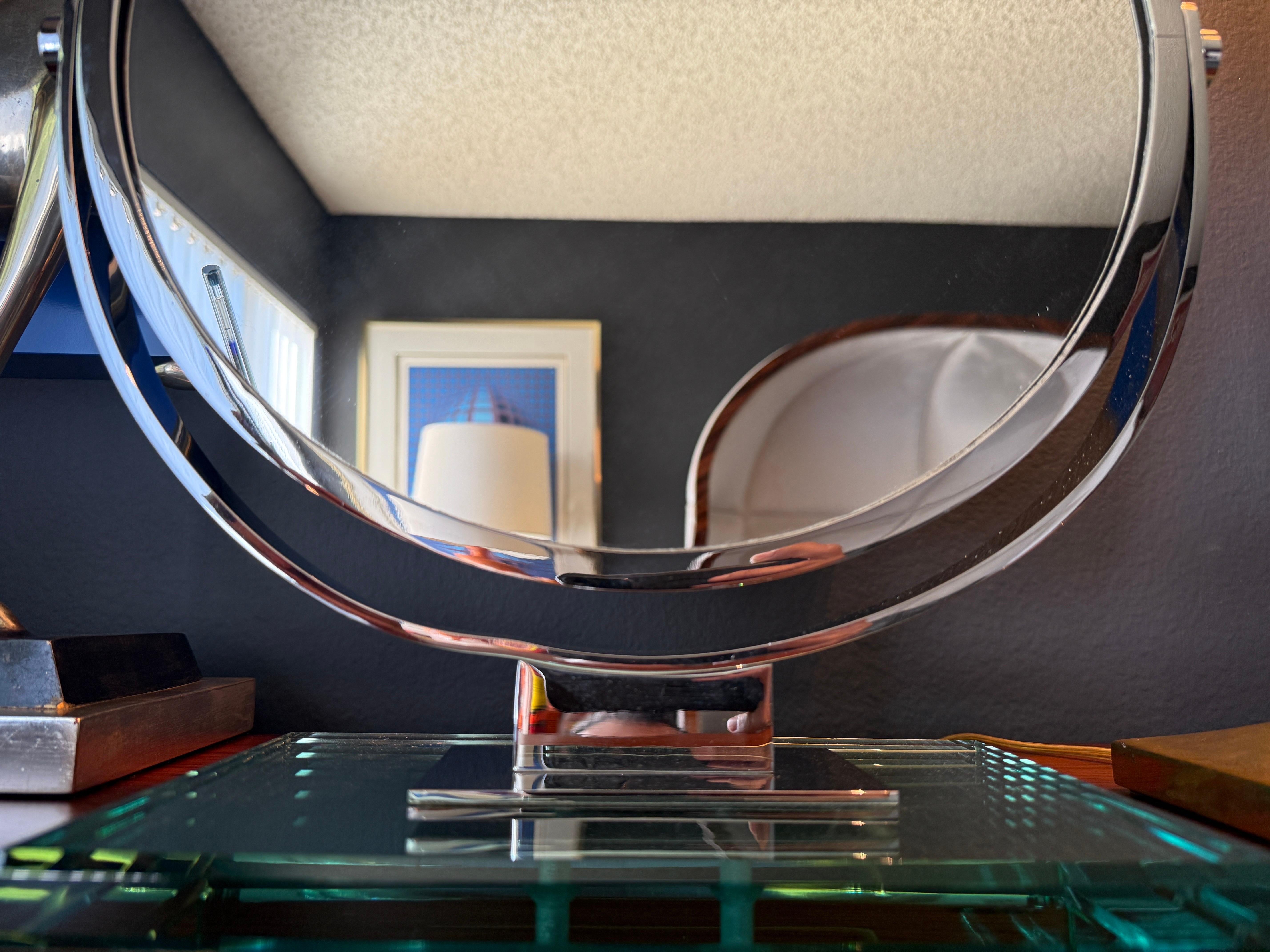 Chrome Double Sided Magnifying Vanity Mirror For Sale 15