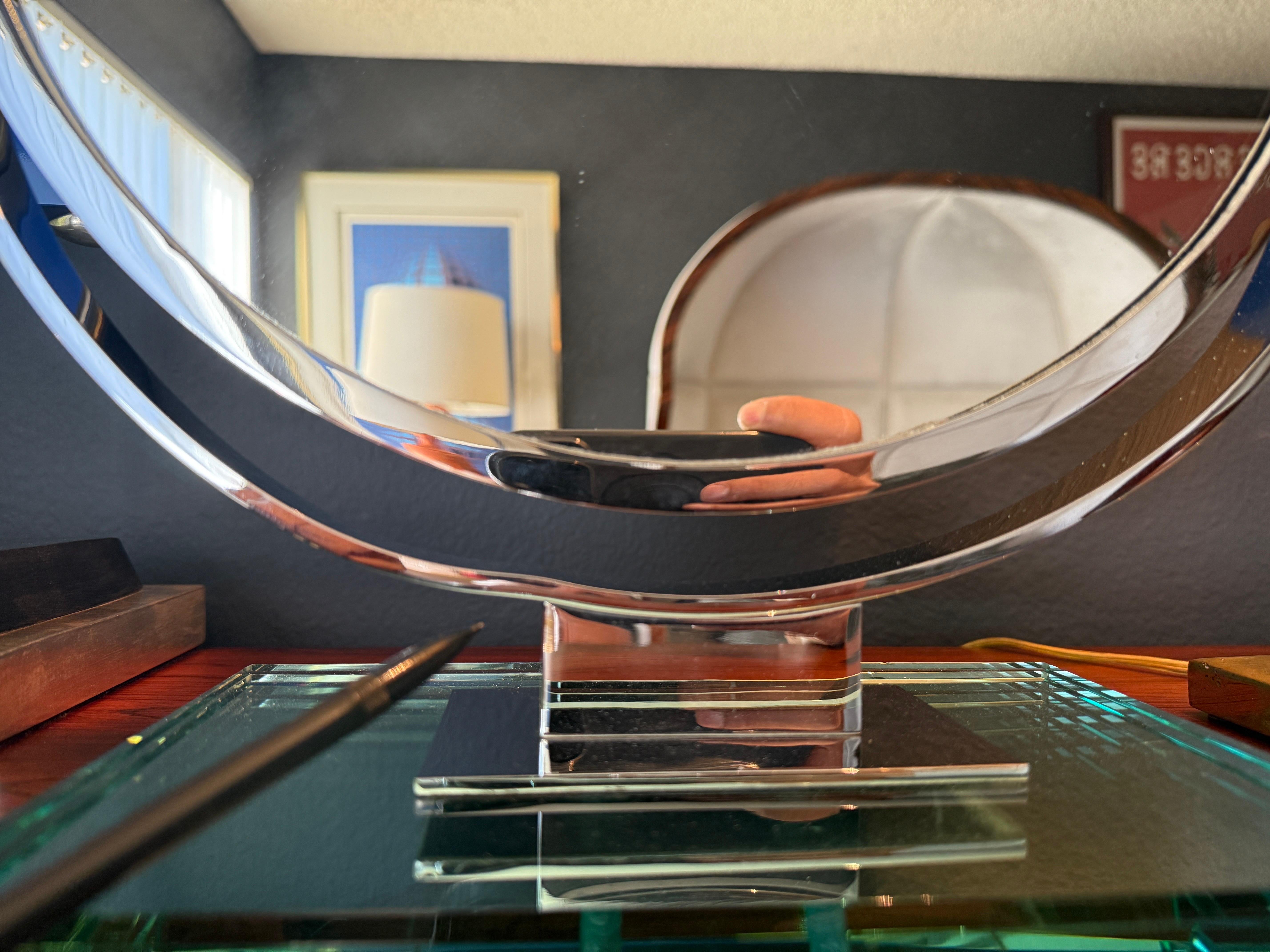 Chrome Double Sided Magnifying Vanity Mirror For Sale 16