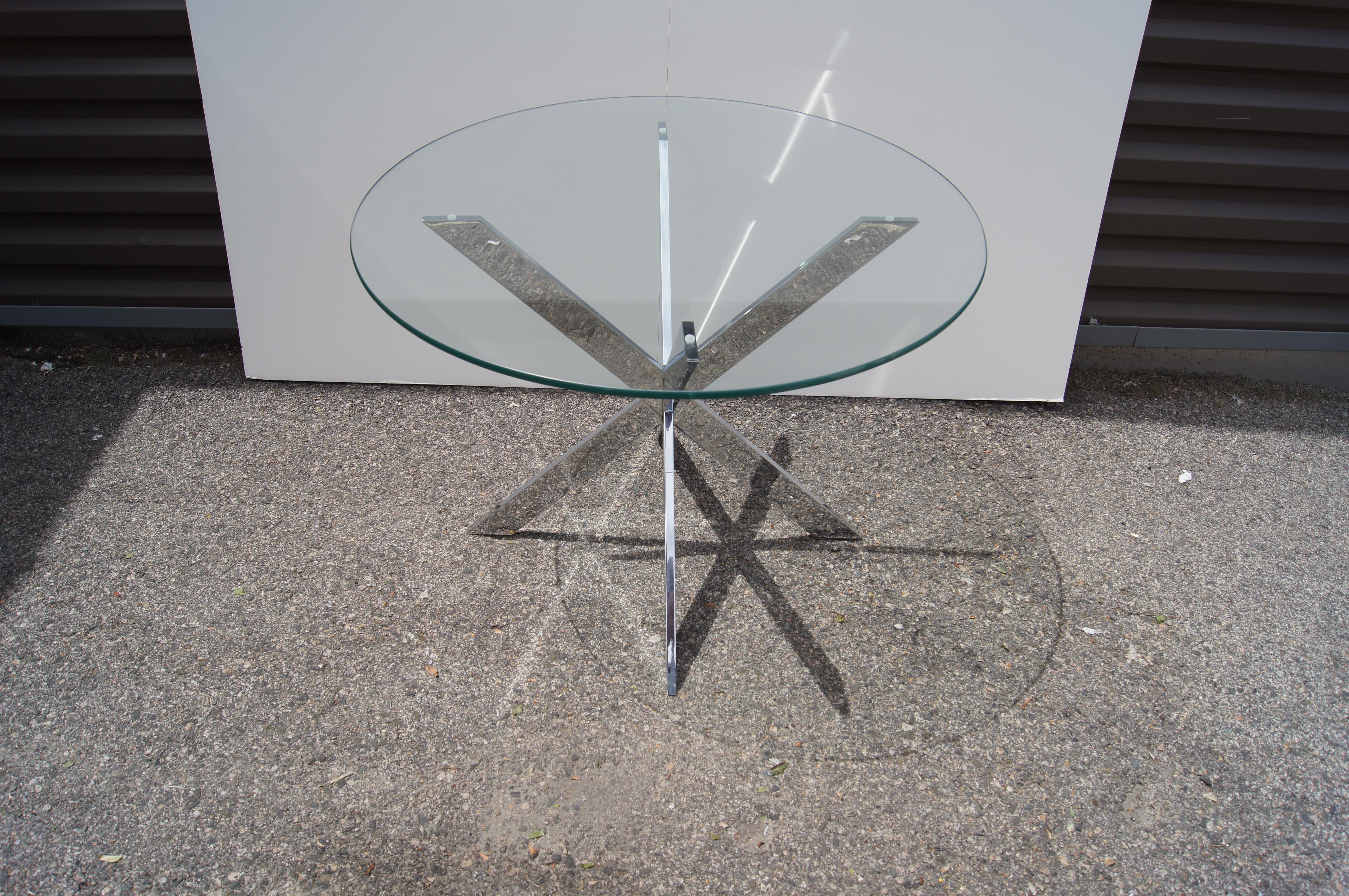 American Chrome Double X-Base Side Table by Leon Rosen for Pace For Sale