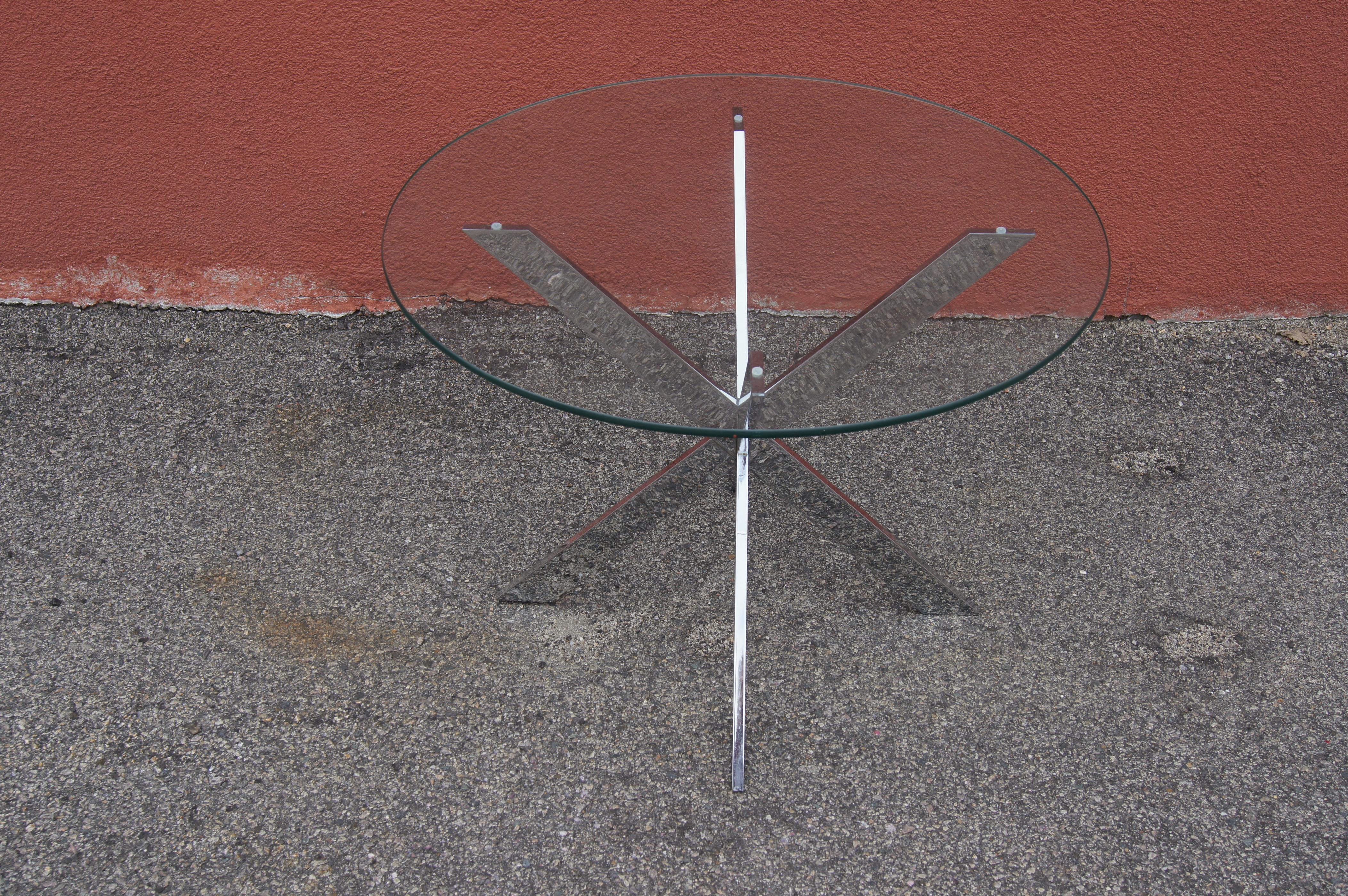 Late 20th Century Chrome Double X-Base Side Table by Leon Rosen for Pace For Sale