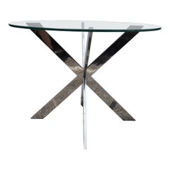 Table d'appoint chromée à double base en X de Leon Rosen pour Pace