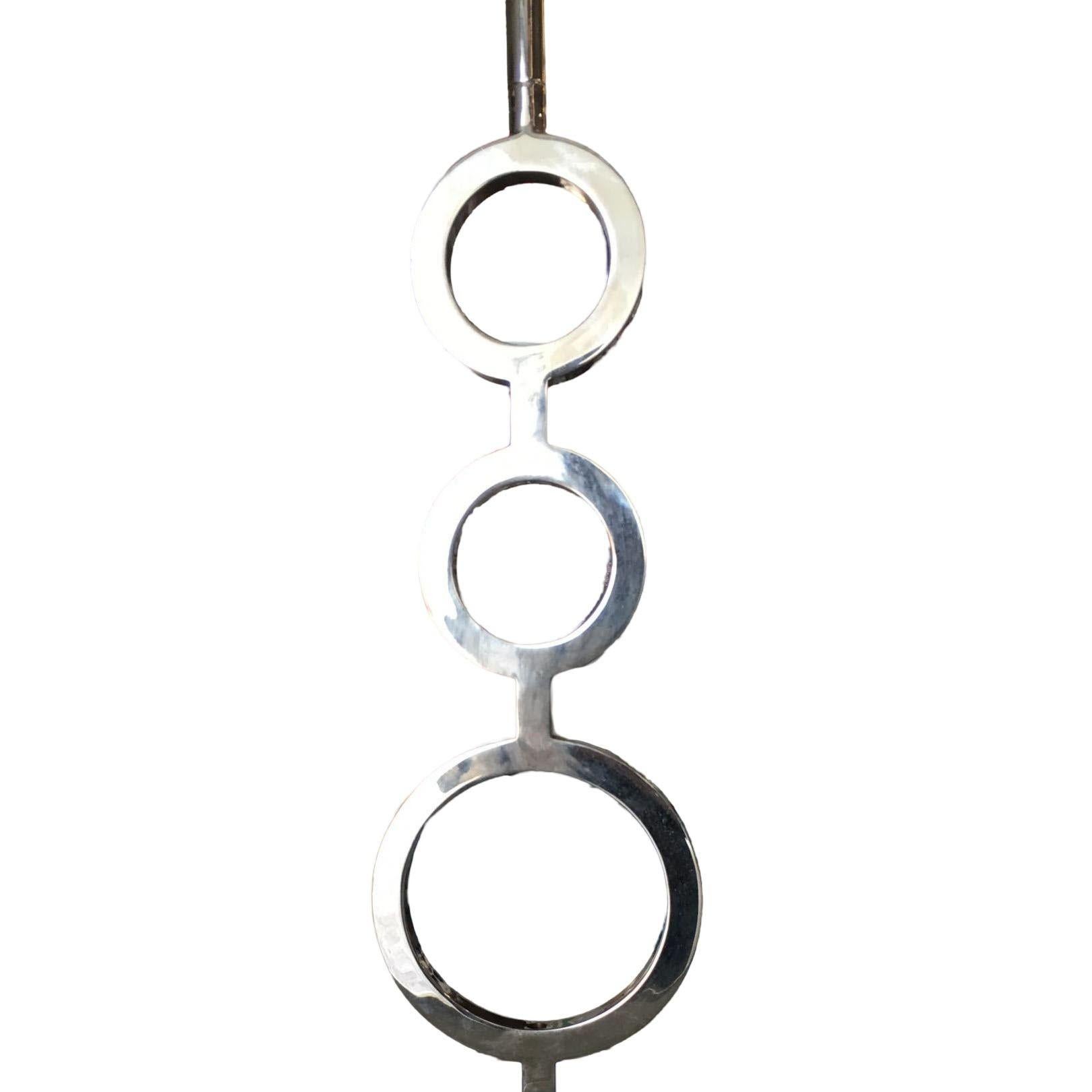 Fine XX secolo Chrome Drum Chandelier with Frosted Glass Shade in vendita