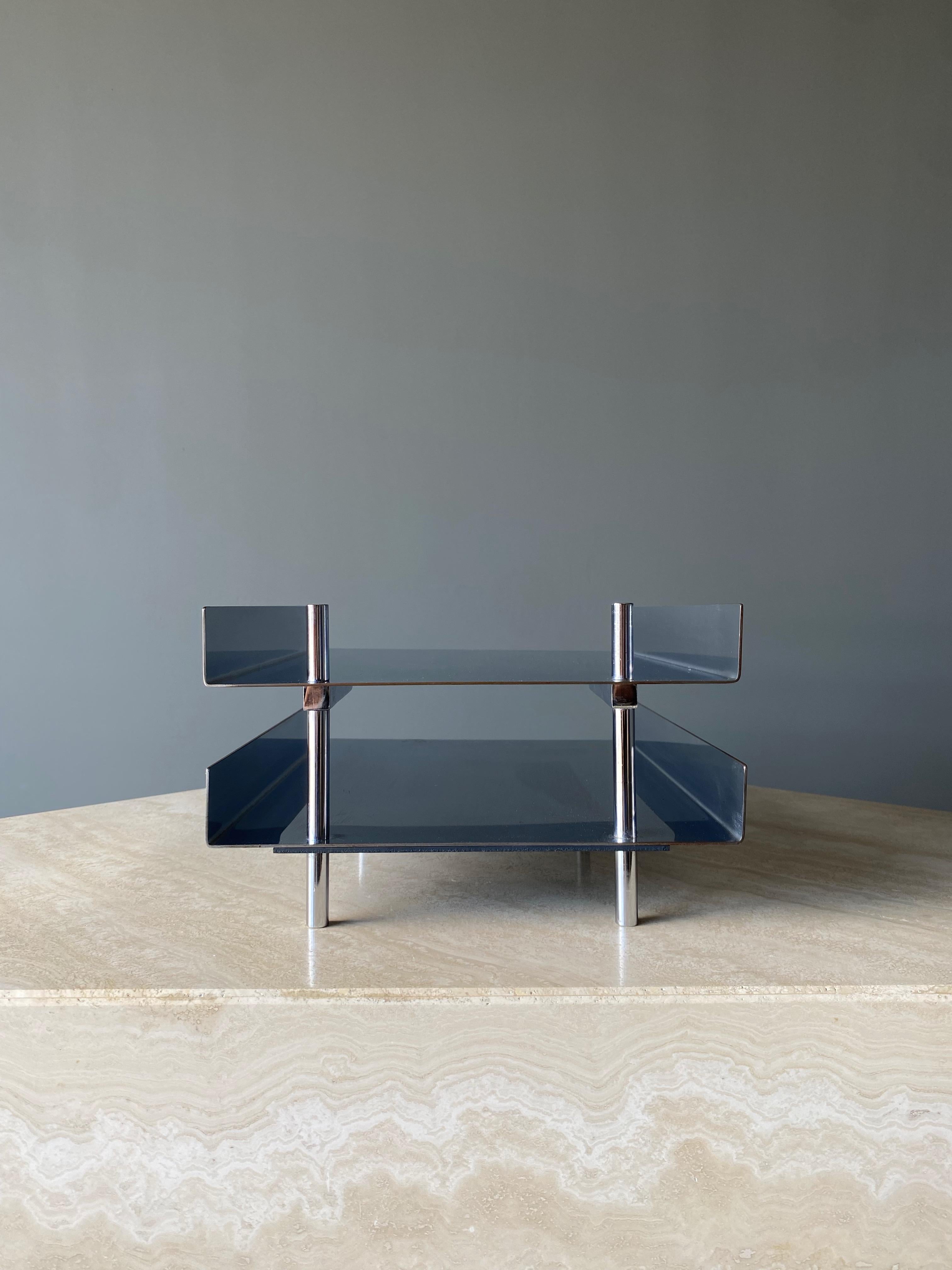 Chrome Dual Level Letter Tray by Hugh Acton, 1960s 2