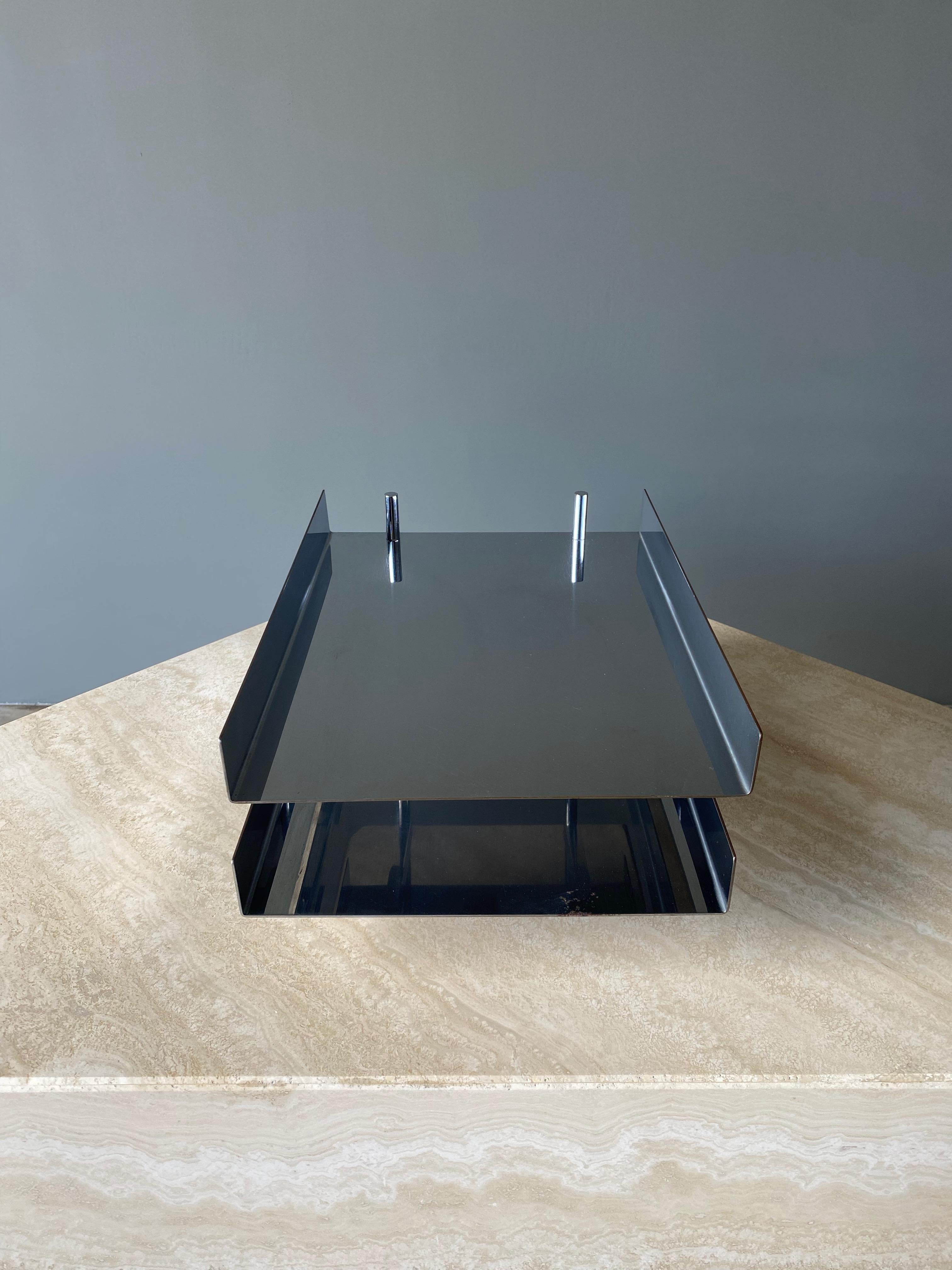 Chrome Dual Level Letter Tray by Hugh Acton, 1960s 3