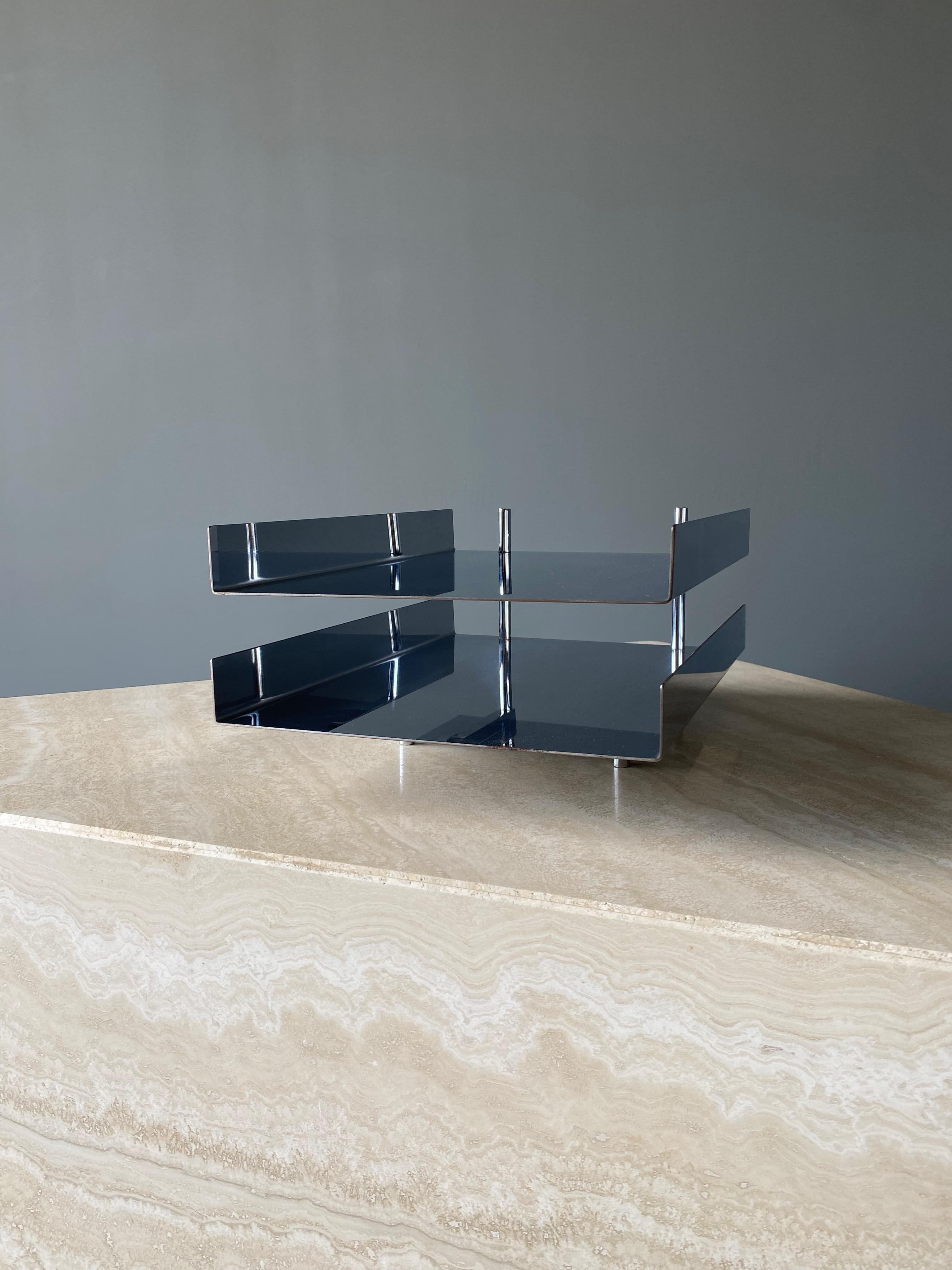 Chrome Dual Level Letter Tray by Hugh Acton, 1960s 4
