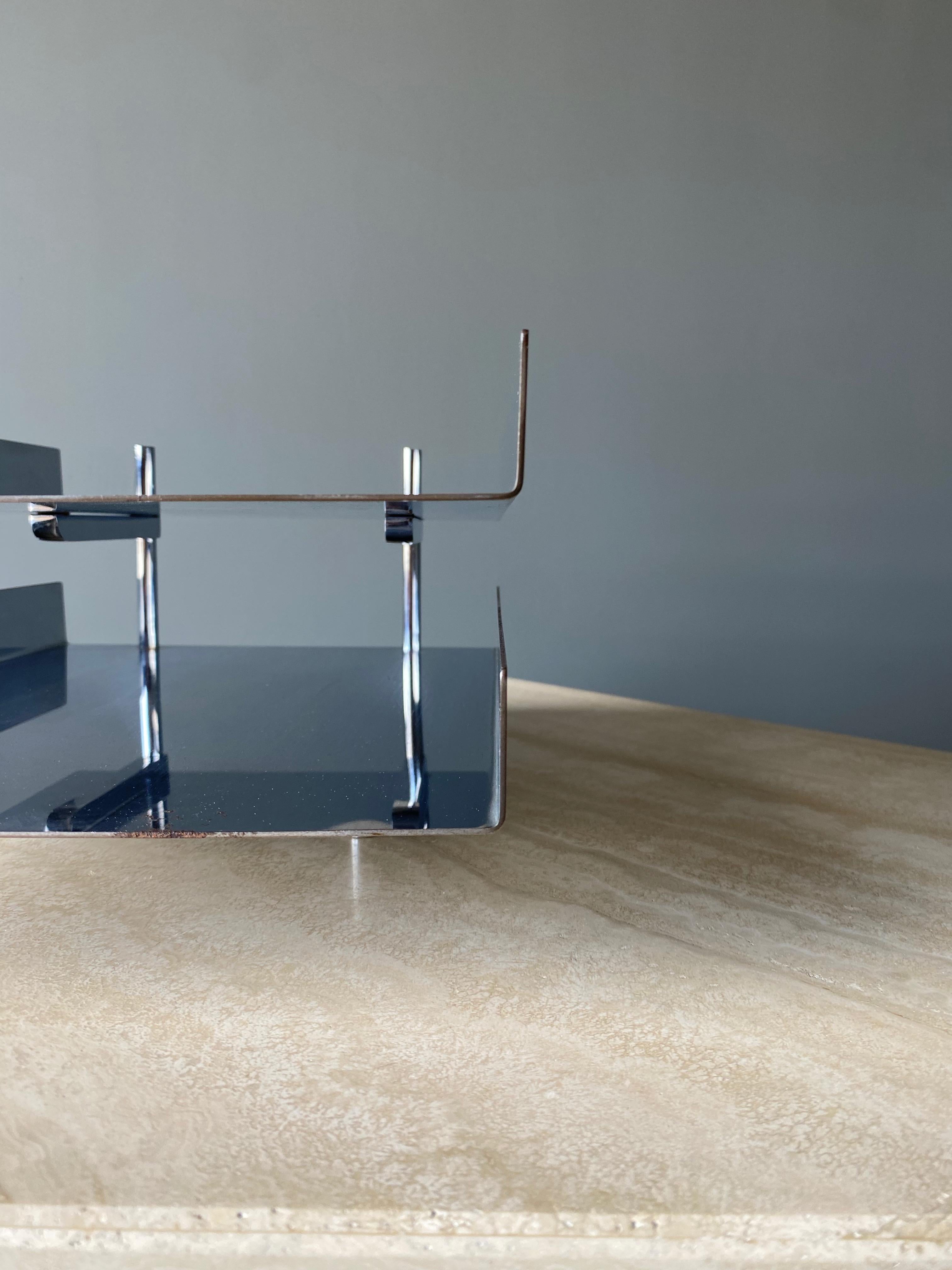 Chrome Dual Level Letter Tray by Hugh Acton, 1960s 5