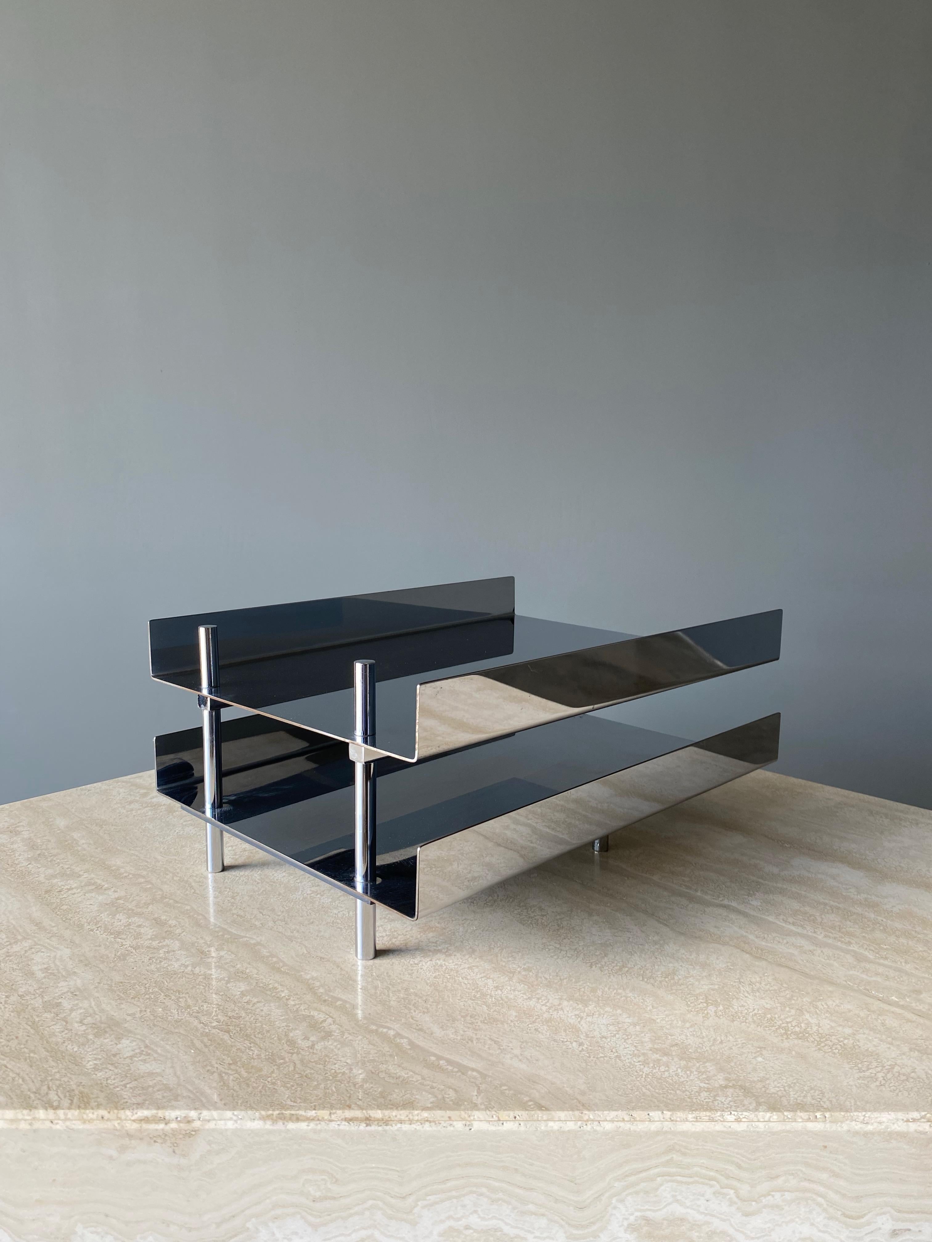 Chrome Dual Level Letter Tray by Hugh Acton, 1960s 9
