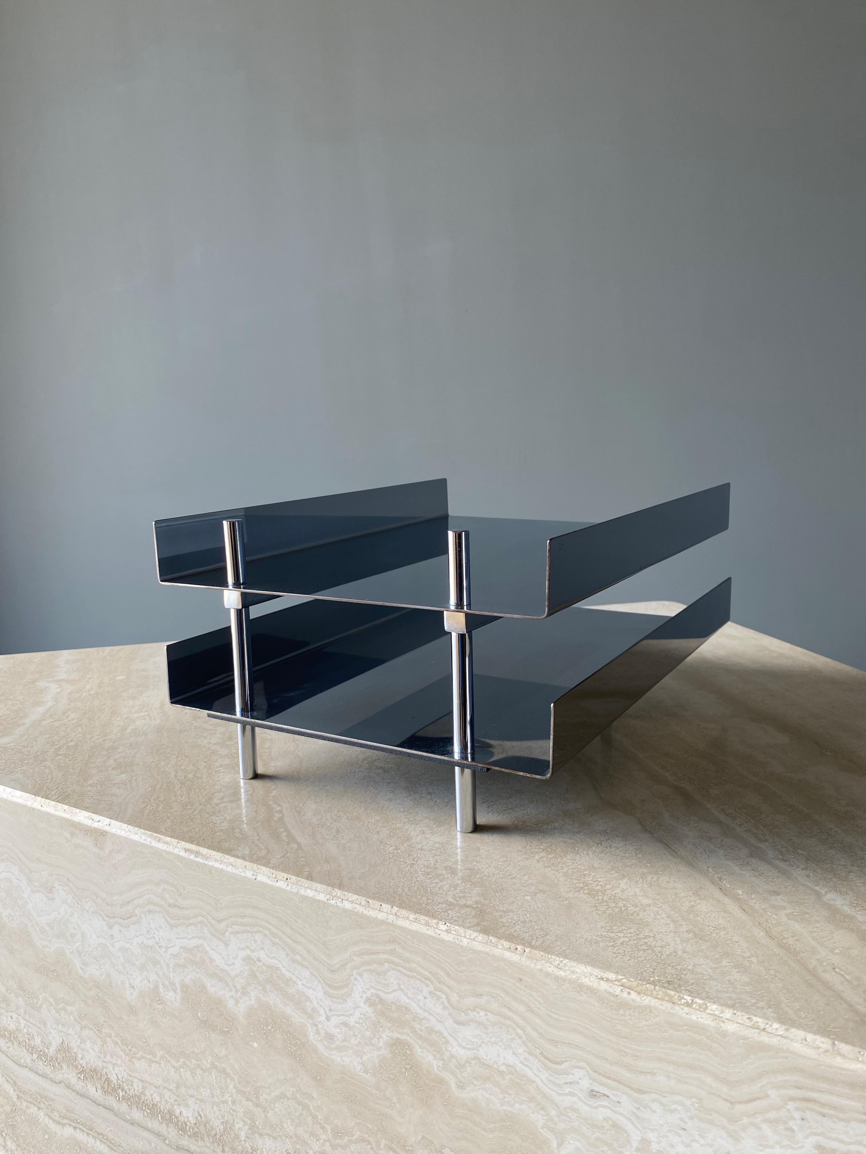 American Chrome Dual Level Letter Tray by Hugh Acton, 1960s