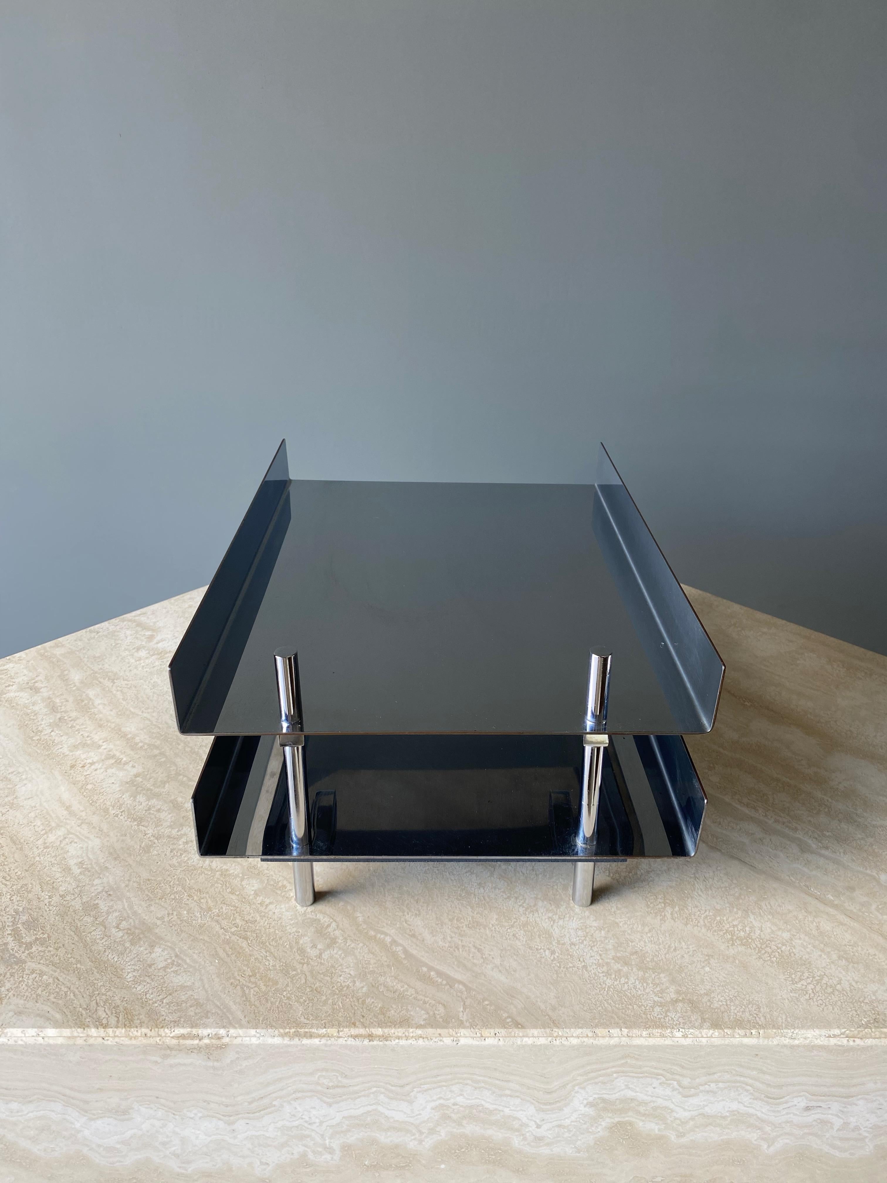 Plated Chrome Dual Level Letter Tray by Hugh Acton, 1960s