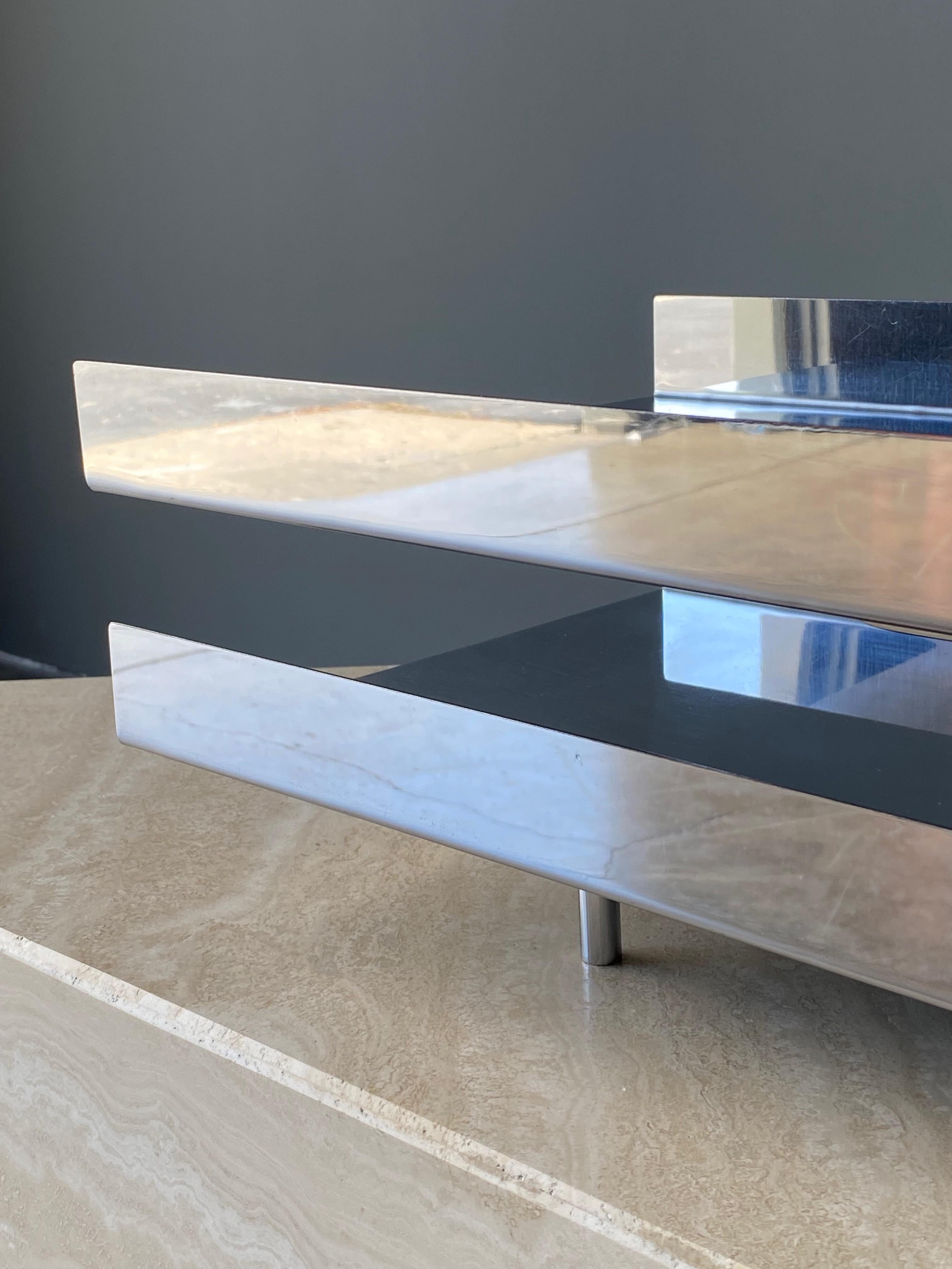 Chrome Dual Level Letter Tray by Hugh Acton, 1960s 1