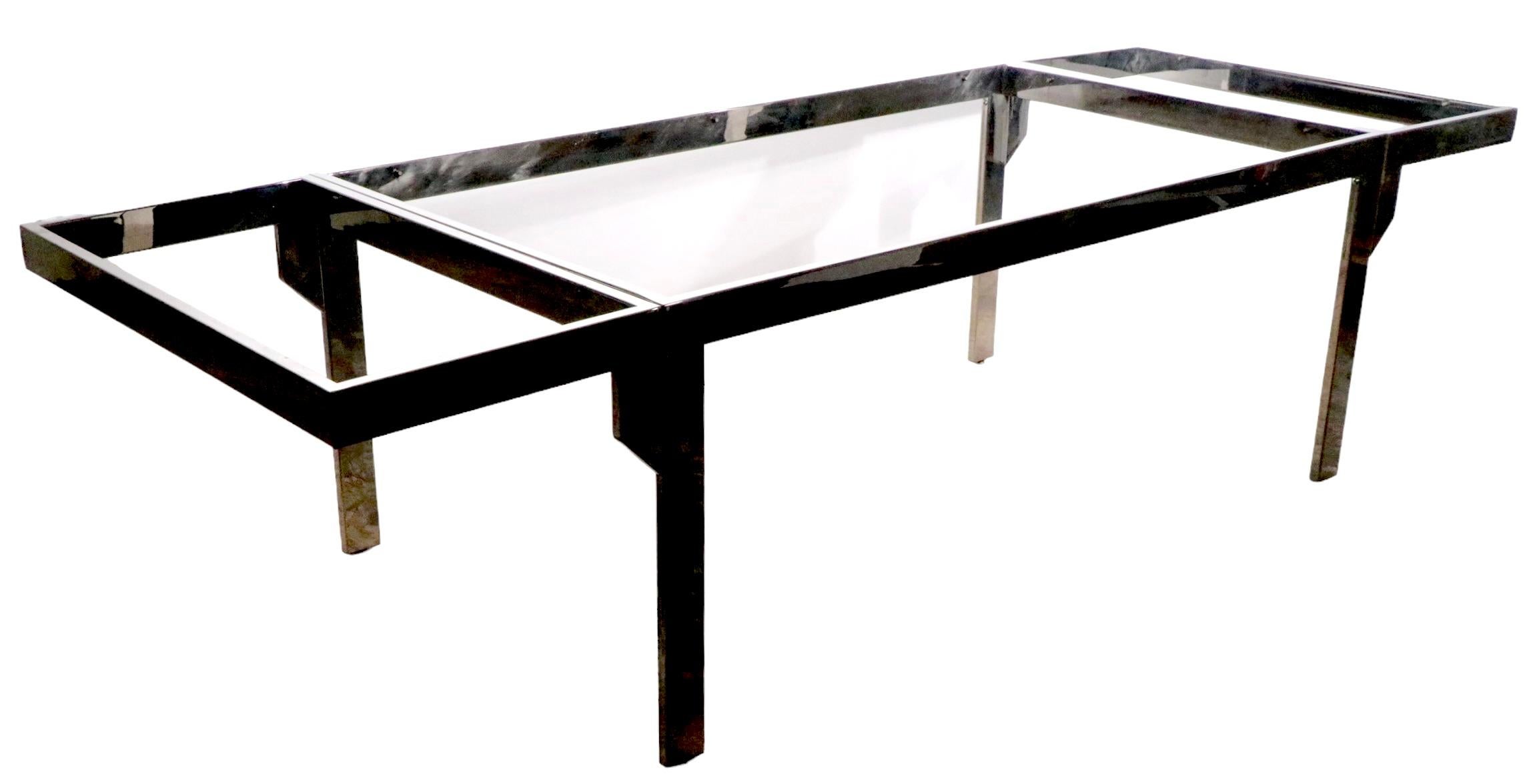 Chrome Extension Dining Table with Removable Chrome Console Leaves by Baughman 3