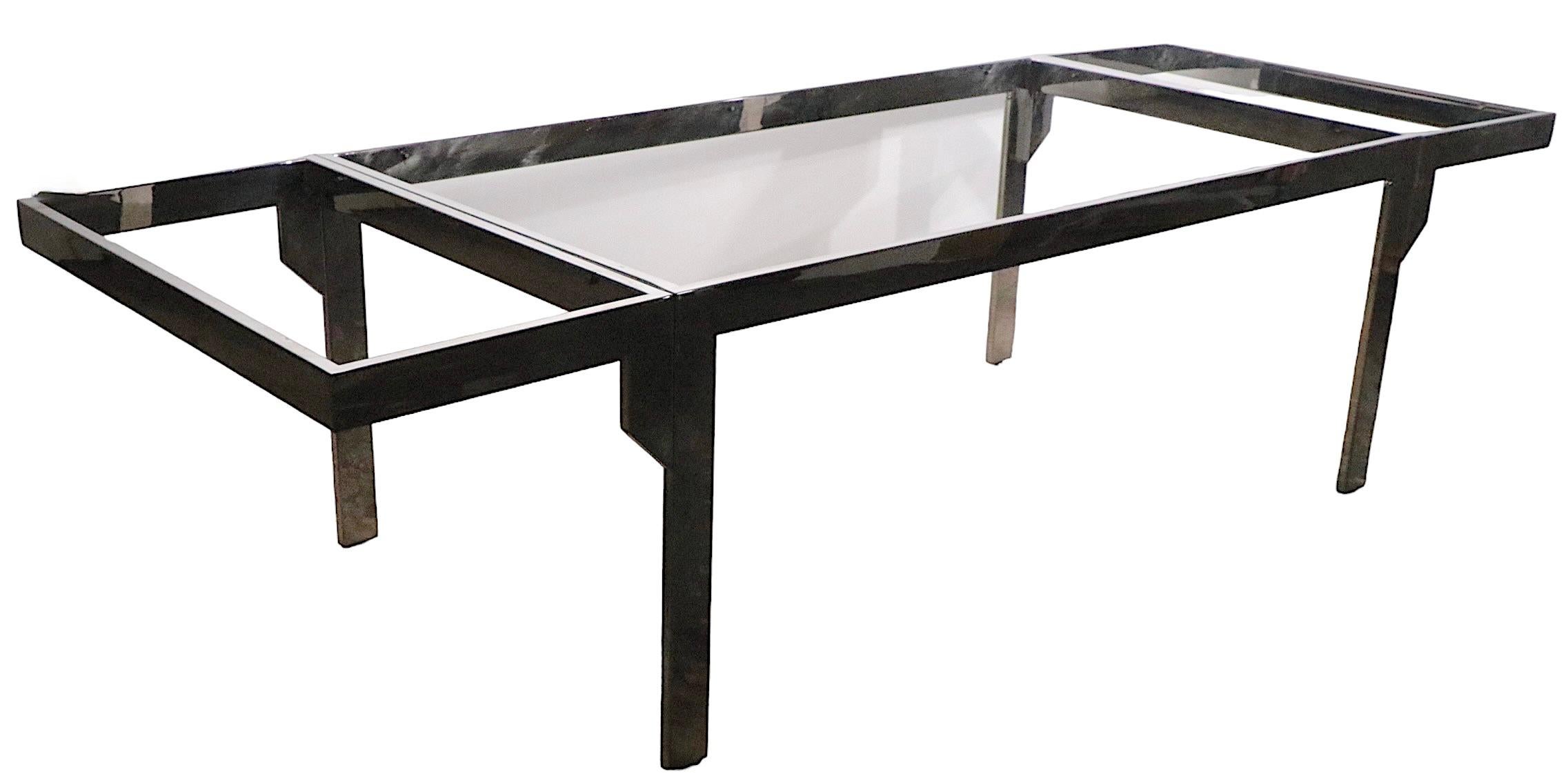 Chrome Extension Dining Table with Removable Chrome Console Leaves by Baughman 4