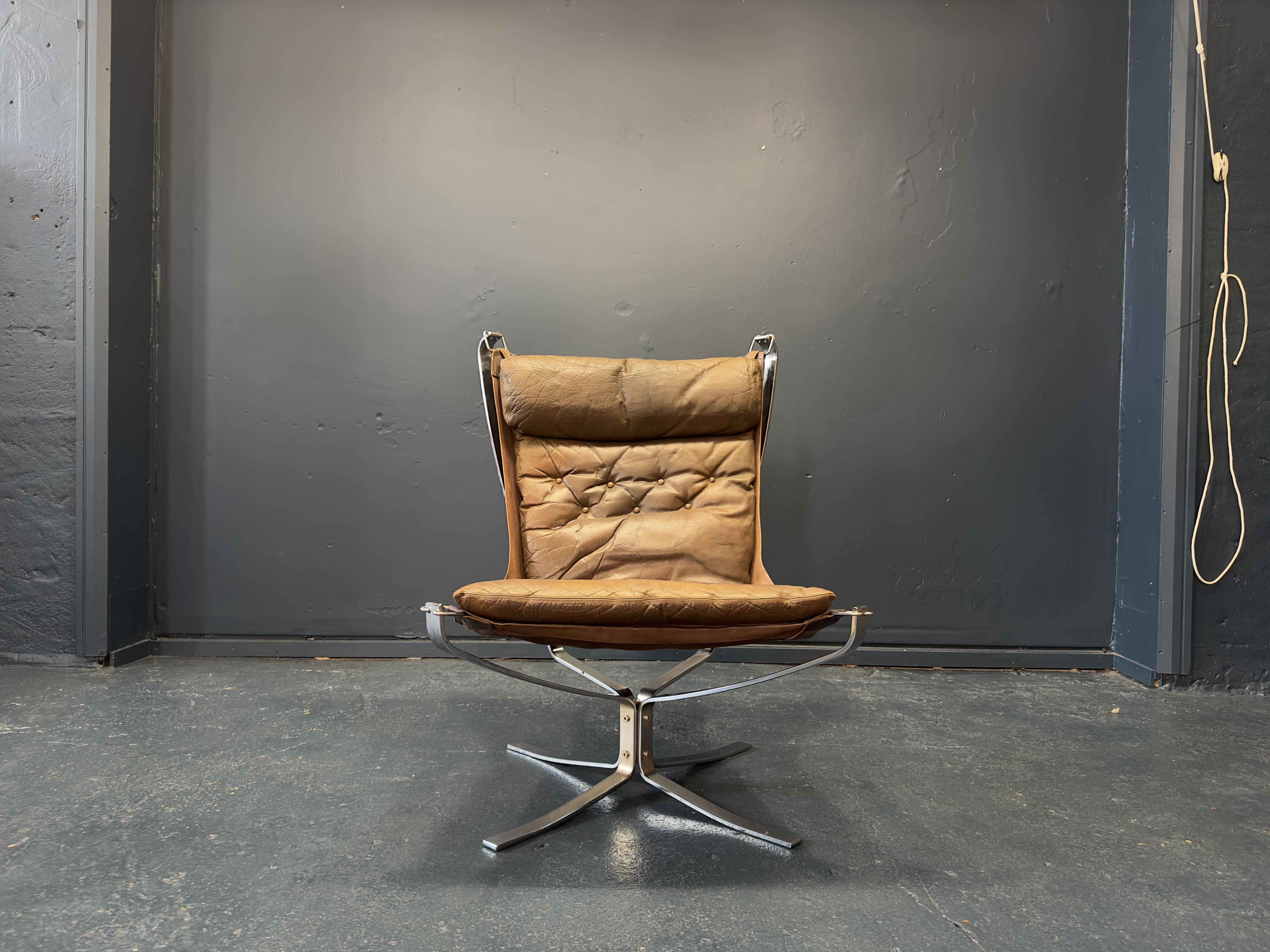 Leather Chrome Falcon Chair by Sigurd Ressell