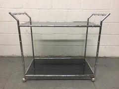Chrome Faux Bamboo Bar Cart