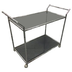 Carrello da bar in finto bambù cromato