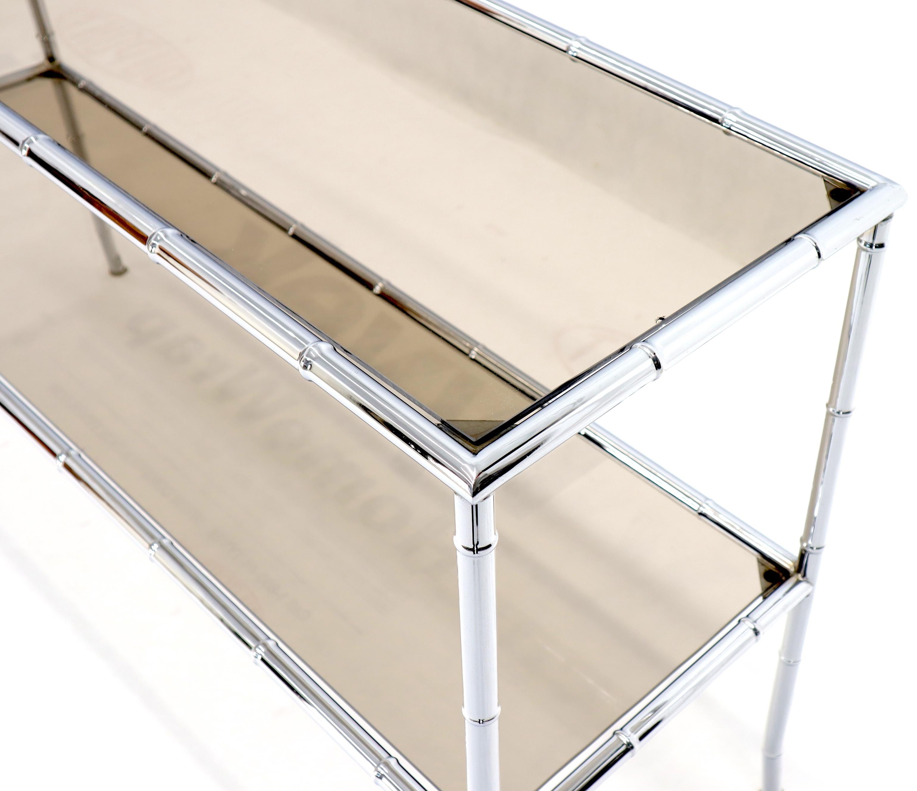 chrome and glass console table with shelf