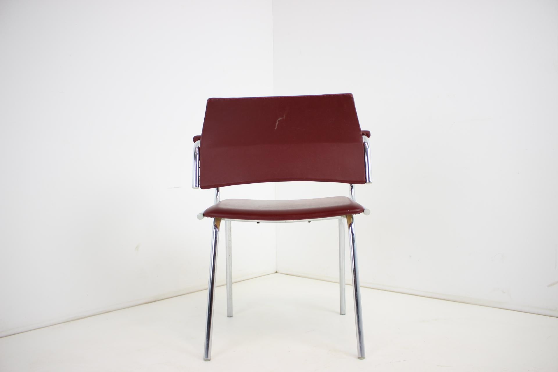 Chrome (Faux) Leather Armchair by Kovona, 1980's, Czechoslovakia For Sale 4