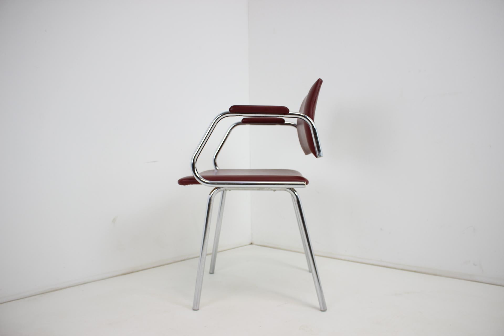 Chrome (Faux) Leather Armchair by Kovona, 1980's, Czechoslovakia For Sale 5