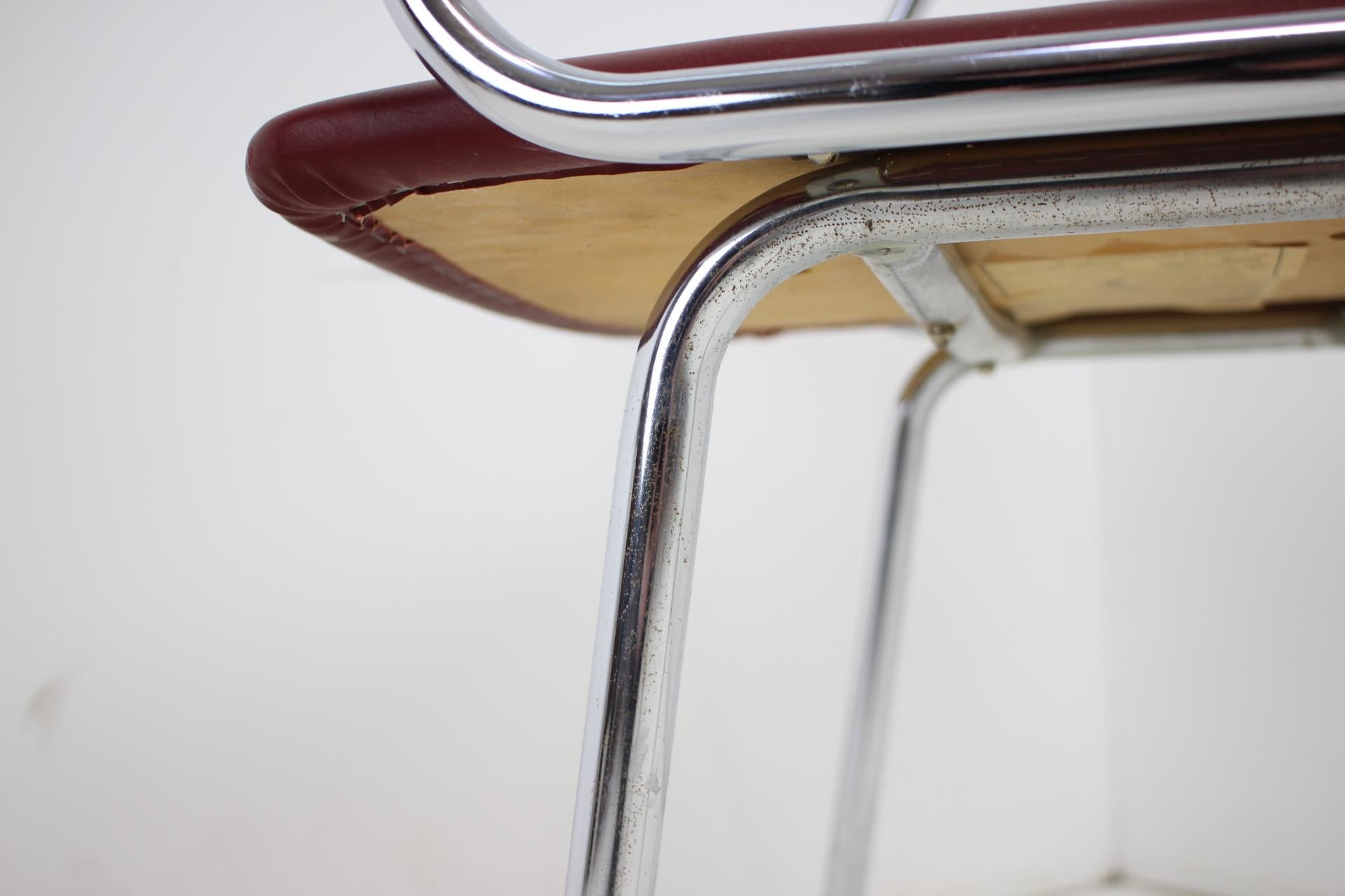 Chrome (Faux) Leather Armchair by Kovona, 1980's, Czechoslovakia For Sale 6