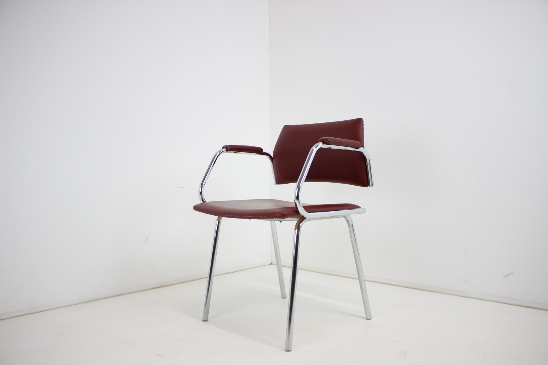 Chrome (Faux) Leather Armchair by Kovona, 1980's, Czechoslovakia For Sale 7