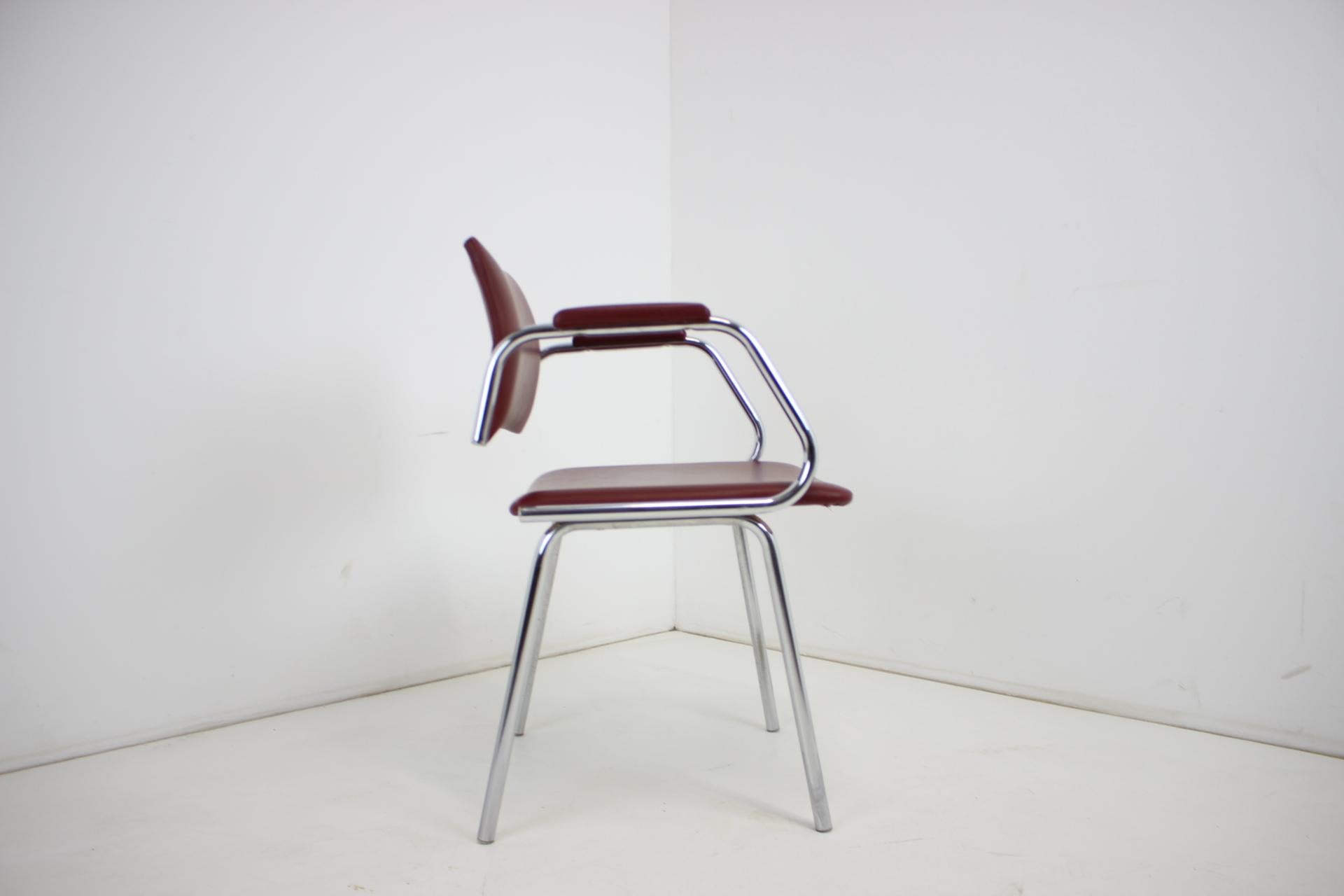 Chrome (Faux) Leather Armchair by Kovona, 1980's, Czechoslovakia For Sale 2