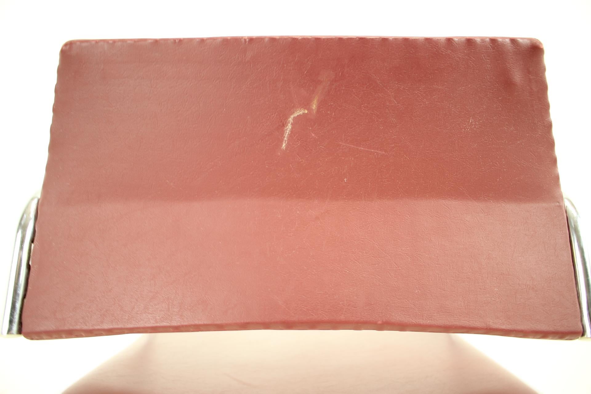 Chrome (Faux) Leather Armchair by Kovona, 1980's, Czechoslovakia For Sale 3