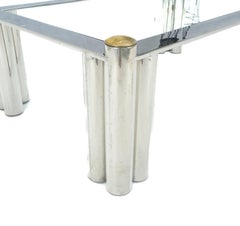 Chrome Finish Stainless Steel Triple Cylinder Leg Frame Rectangle Coffee Table