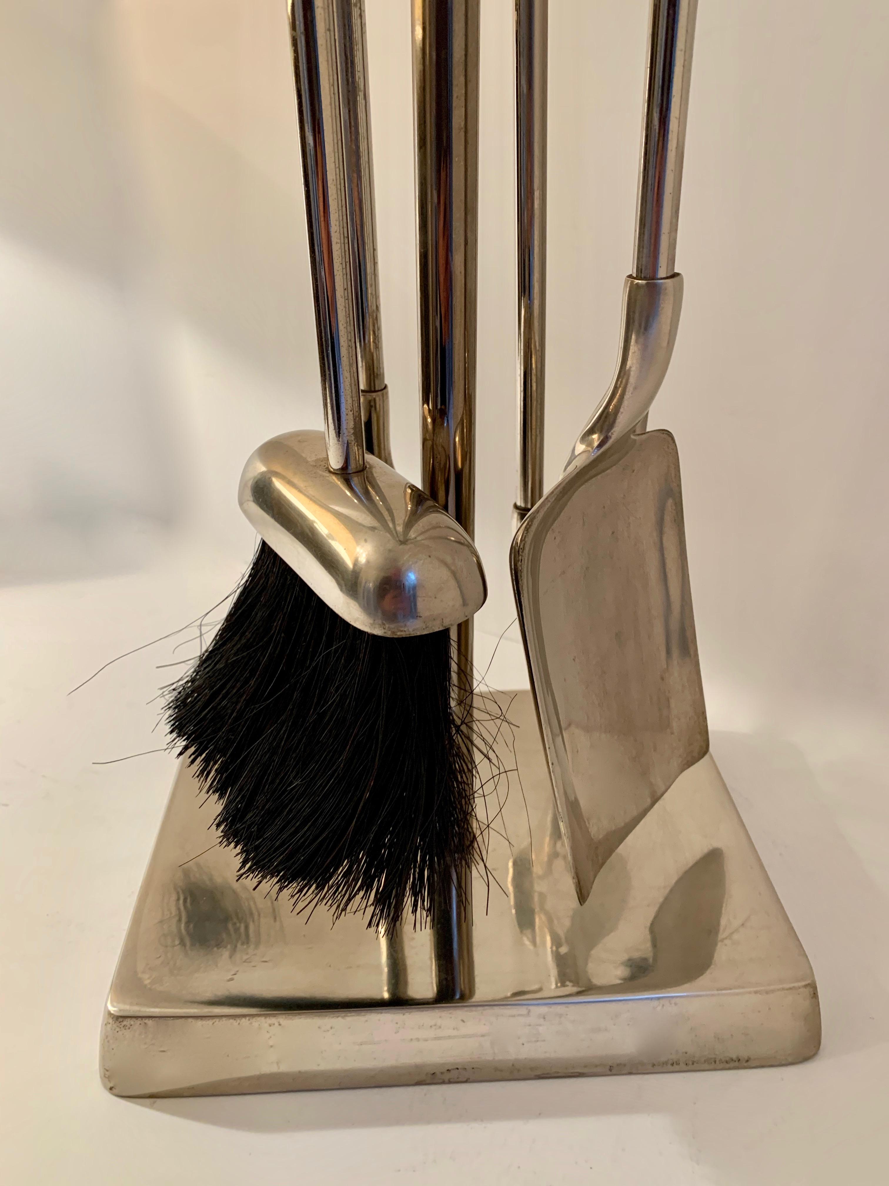 Chrome Fireplace Tools on Stand at 1stDibs