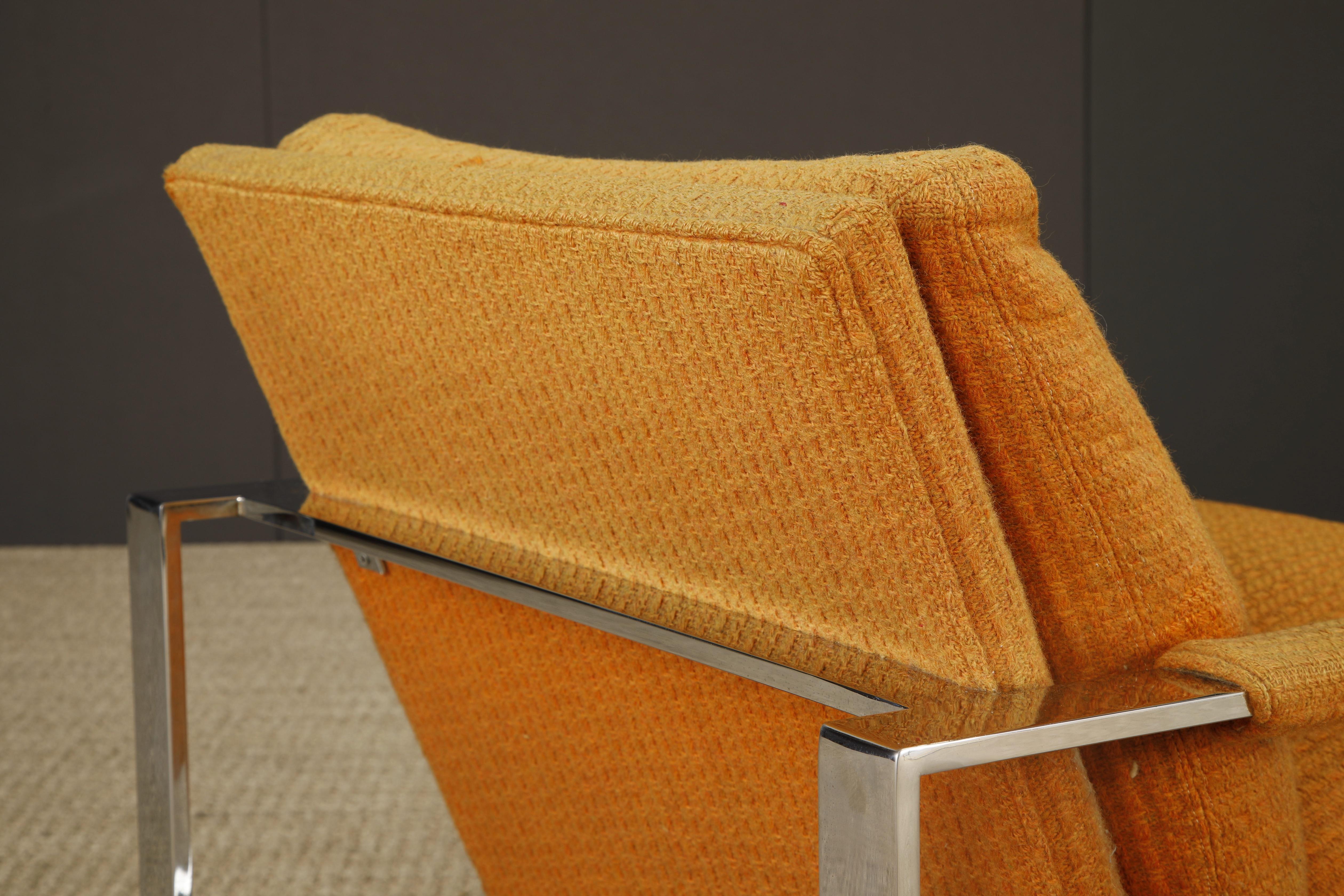 Chrome Flatbar Lounge Armchair by Milo Baughman for Thayer Coggin, 1970s, Signed For Sale 5