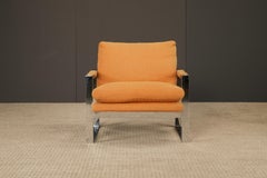 Verchromter Flatbar Lounge-Sessel von Milo Baughman für Thayer Coggin, 1970er Jahre, signiert