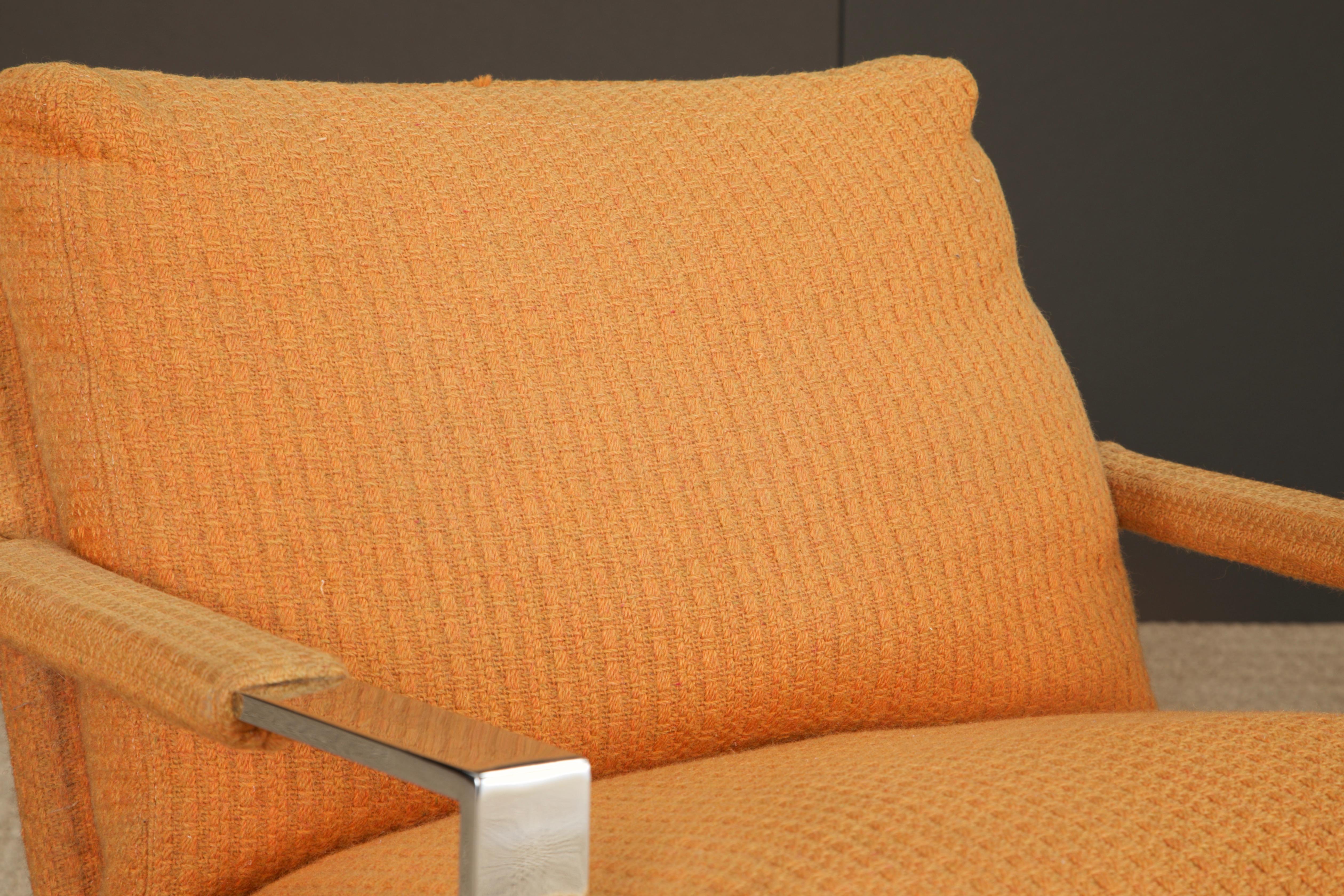 Chrome Flatbar Lounge Armchair by Milo Baughman for Thayer Coggin, 1970s, Signed For Sale 2